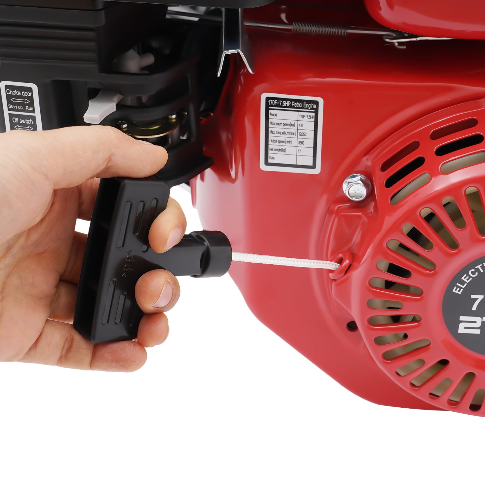 Motor de gasolina silencioso de 4 tiempos, 7,5 CV / 212 cc – 4 kW, 12 N·m, depósito de 3,6 L, OHV, protección contra la escasez de aceite, silencioso y duradero