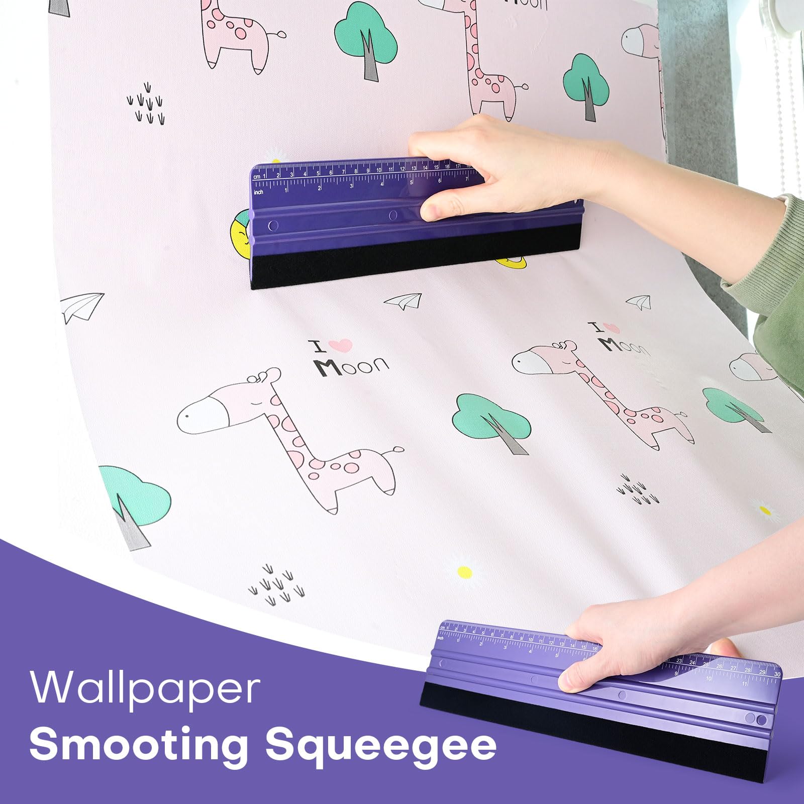 NEWISHTOOL Filzrakel für Vinylfolie und Messung mit verschiedenen Größen, violetter Lineal, Schaber, Kohlefaser, Autofolie, Anwendung, Fenstertönung, PPF, Installation, Tapete, Glättungswerkzeuge, 2