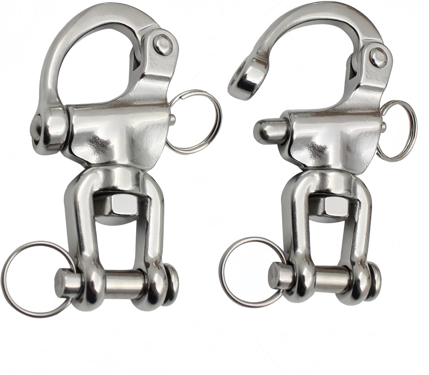 Pair Swivel Jaw Snap Shackle 316 Stainless Steel for Quick Release Bail Rigging,Sailboat Spinnaker Halyard and Marine Applications