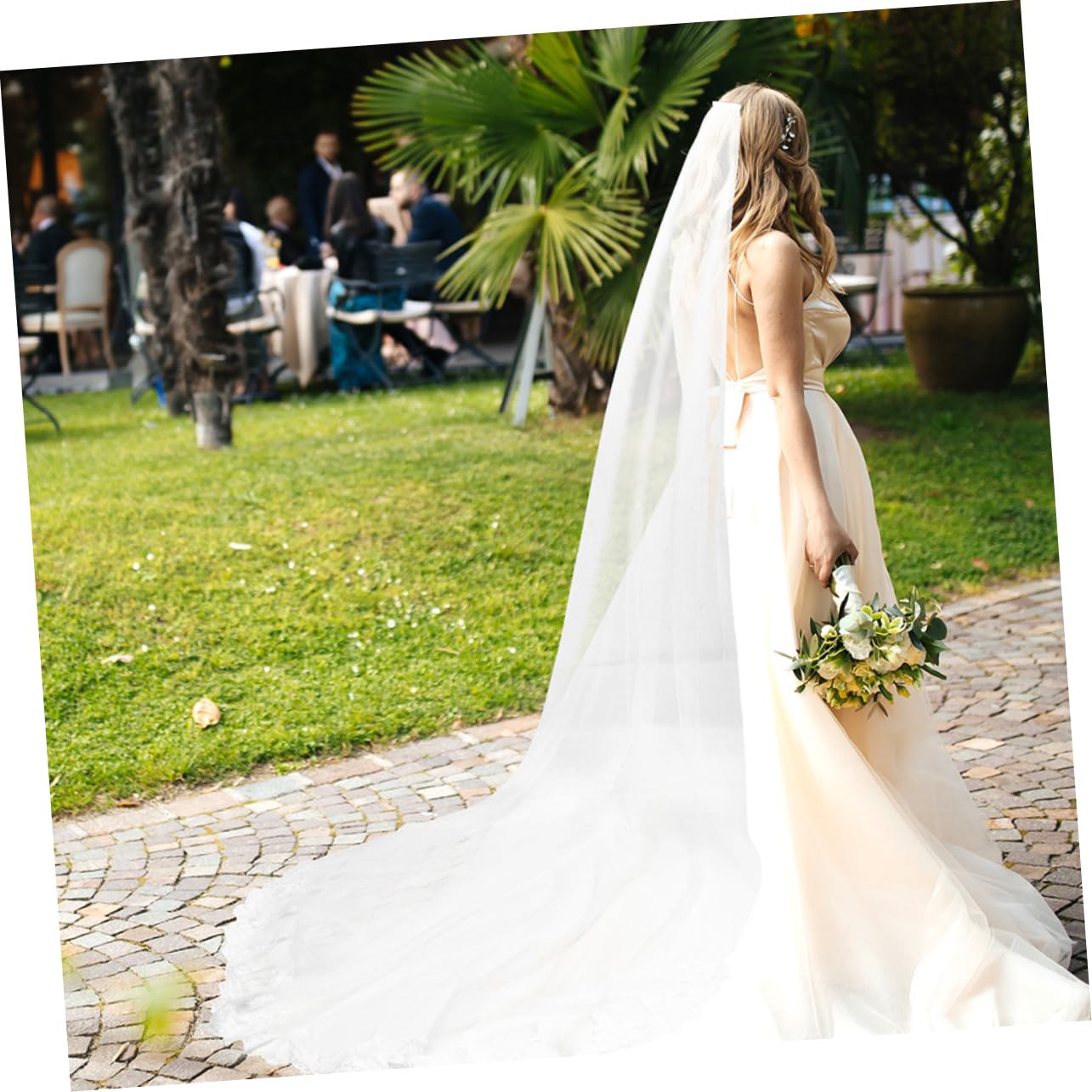 GALPADA 2stücke Lange Einzelne Hochzeitsschleier Mit Spitzenbordüre Eleganter Brautschleier Leichtem Für Hochzeiten Und Brautfotos