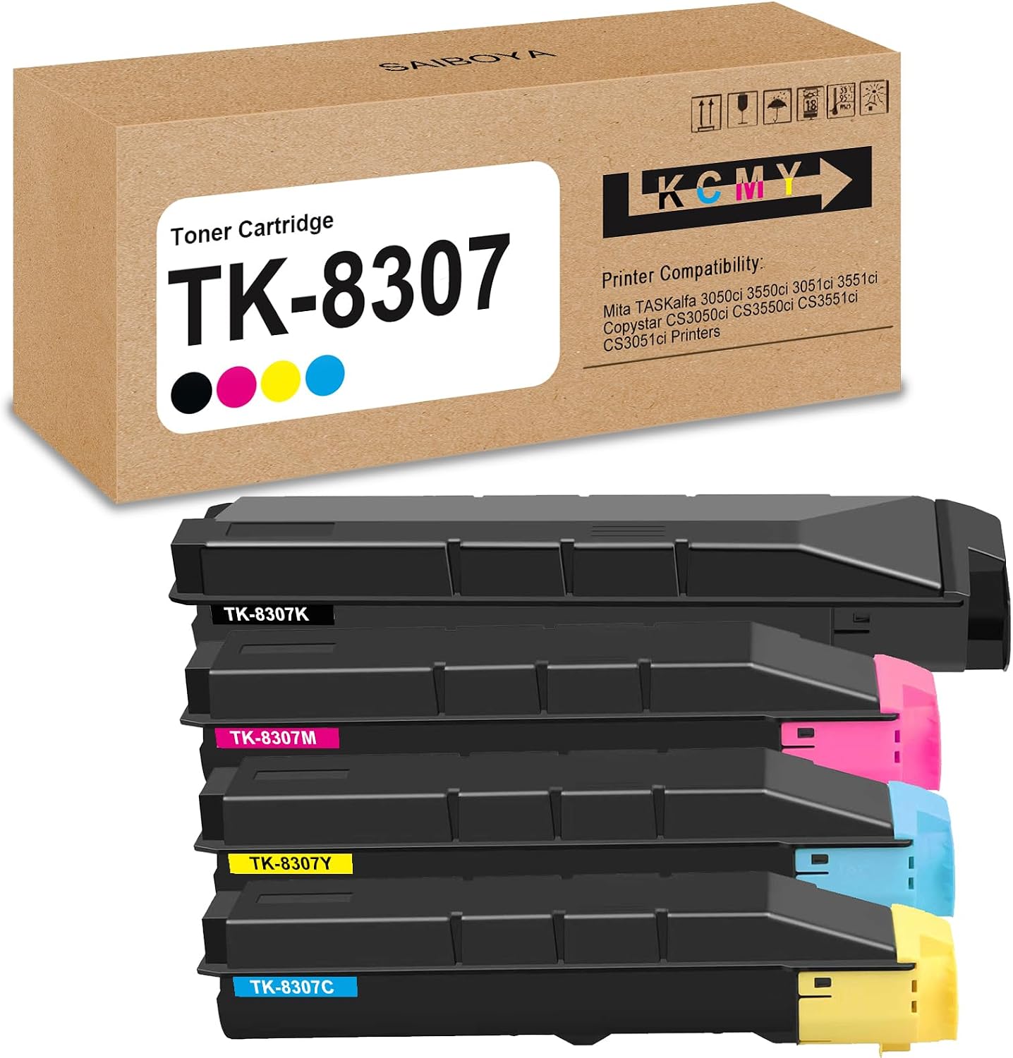 TK-8307 TK8307 High Yield Toner Cartridge Complete Kyocera TK-8307 TK-8307K TK-8307C TK-8307M TK-8307Y Toner Use for Kyocera Mita TASKalfa 3050ci 3550ci 3051ci 3551ci Printer