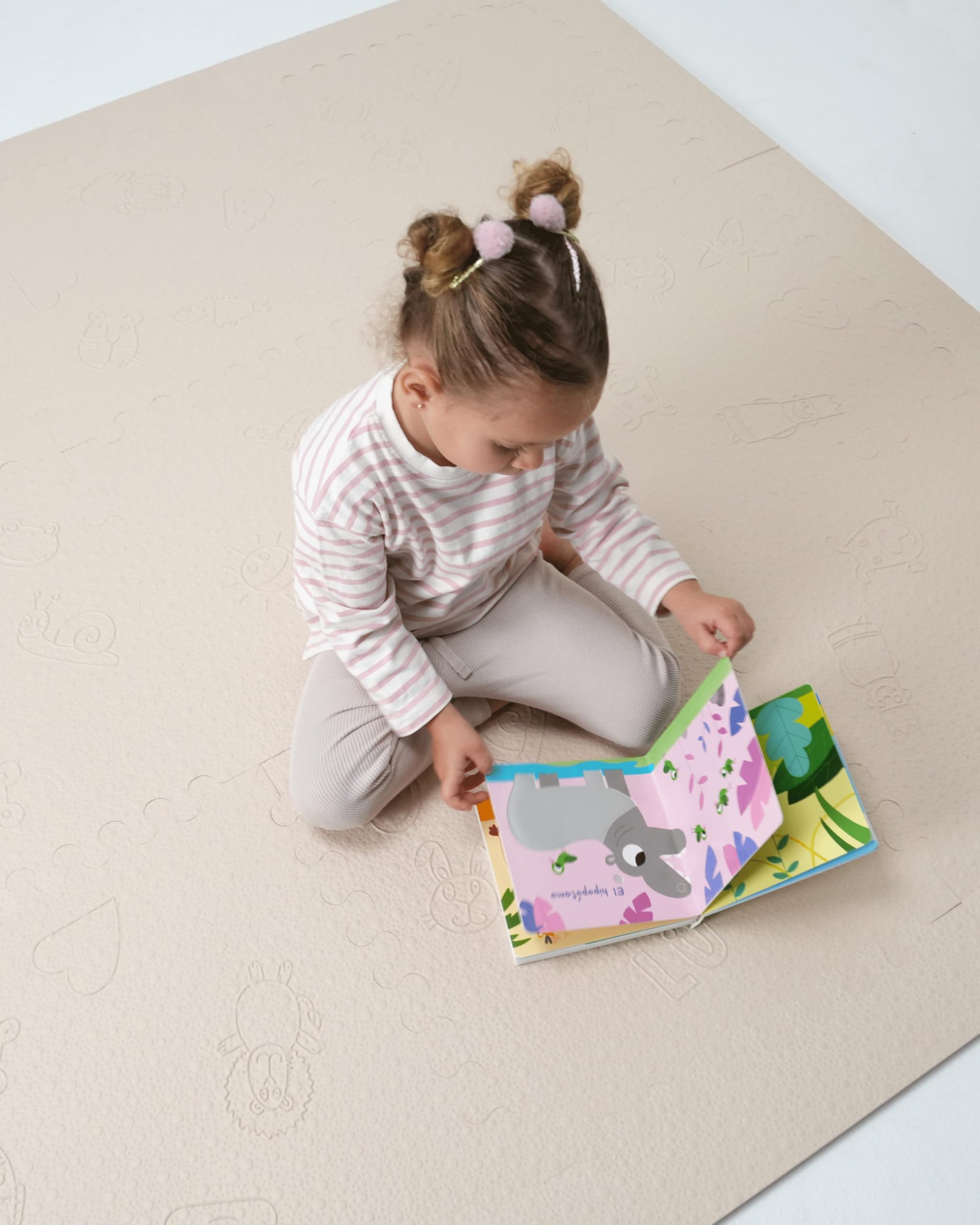 LuBabymats - Tappeto puzzle per bambini in schiuma EVA, imbottitura extra, colore beige