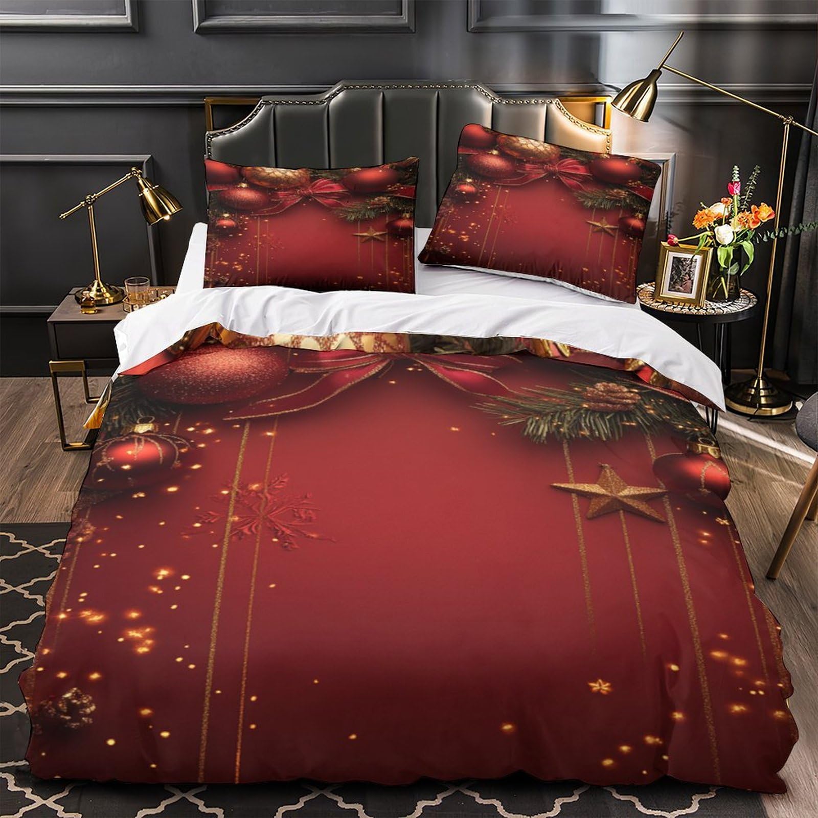 Housse de couette 260x220 respirante et parure de lit 3D festive