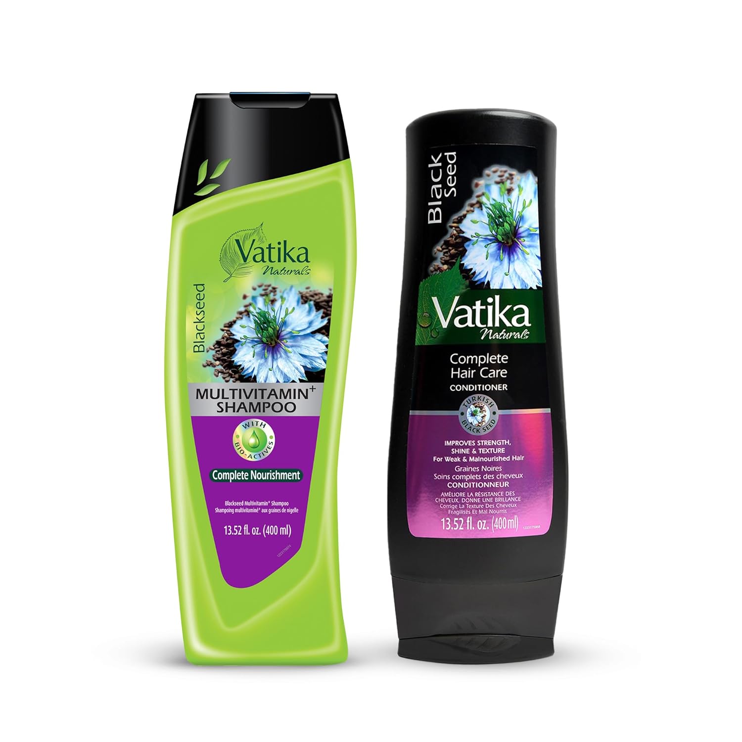 Vatika Naturals Blackseed Shampoo & Conditioner Combo 400ml | Repairs Damaged Hair, Controls Frizz, Prevents Dryness, Strengthens Roots, Adds Shine | Nourishing Turkish Blackseed Hair Care