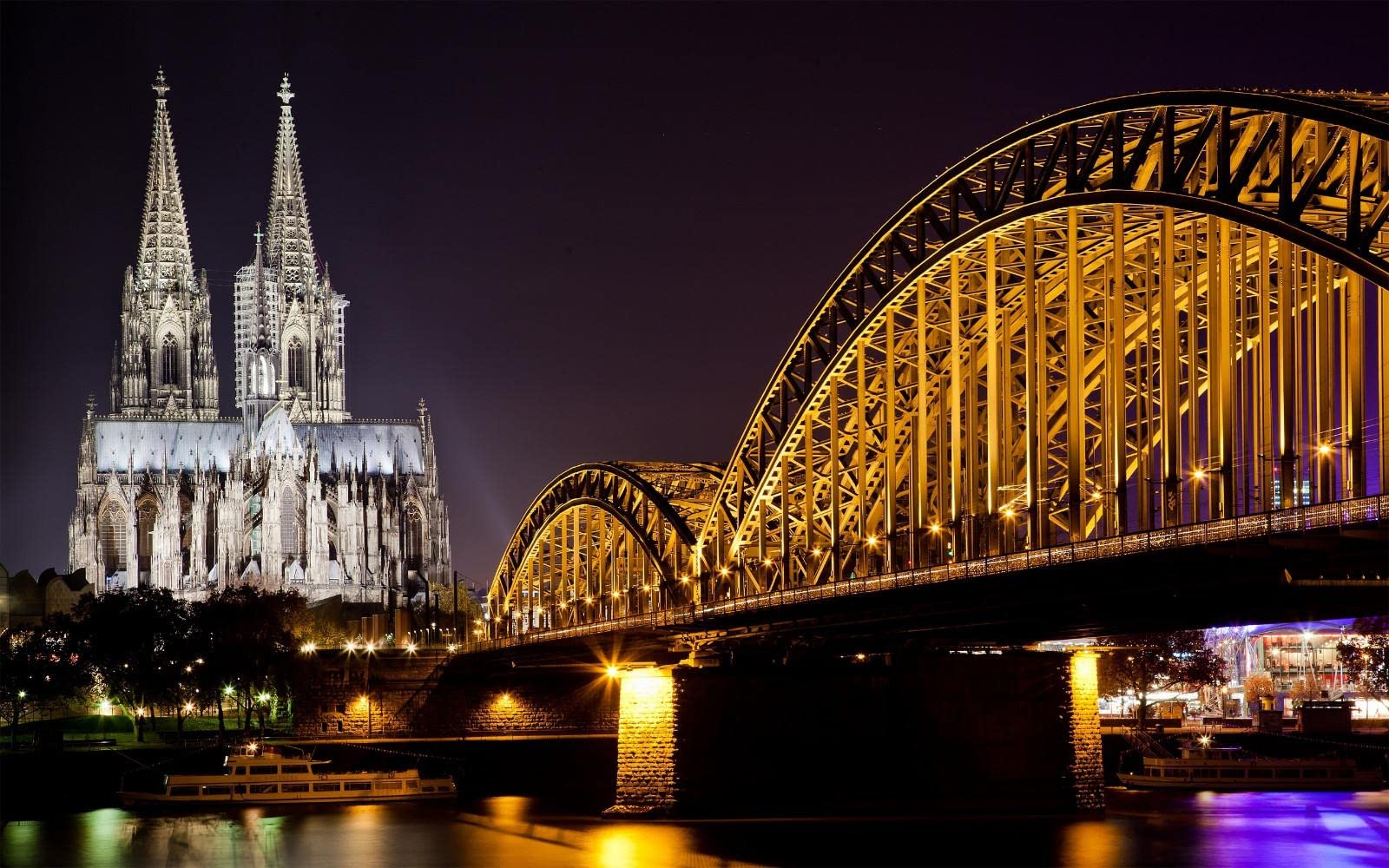 Haeran River Pittura Diamante 5D Fai Da Te | Cattedrale Di Colonia Di Notte | 40x50 Cm | Quadro In Strass Cubici | Kit Per Adulti E Bambini
