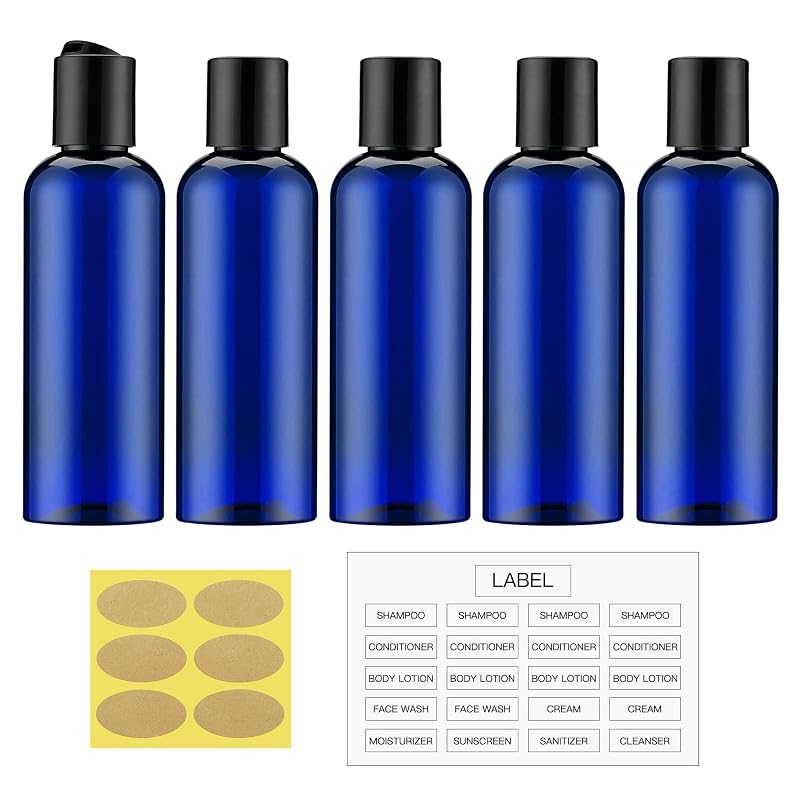 Frascos Recarregáveis para Viagem owlyee 100 mL Azuis, Pacote com 5