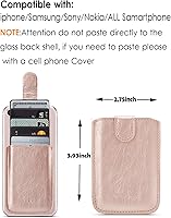 Vista 2 de Funda con tarjetero RFID para teléfono, cartera trasera de cuero PU para teléfono con adhesivo, portatarjetas extraíble de 5 tarjetas, universal
