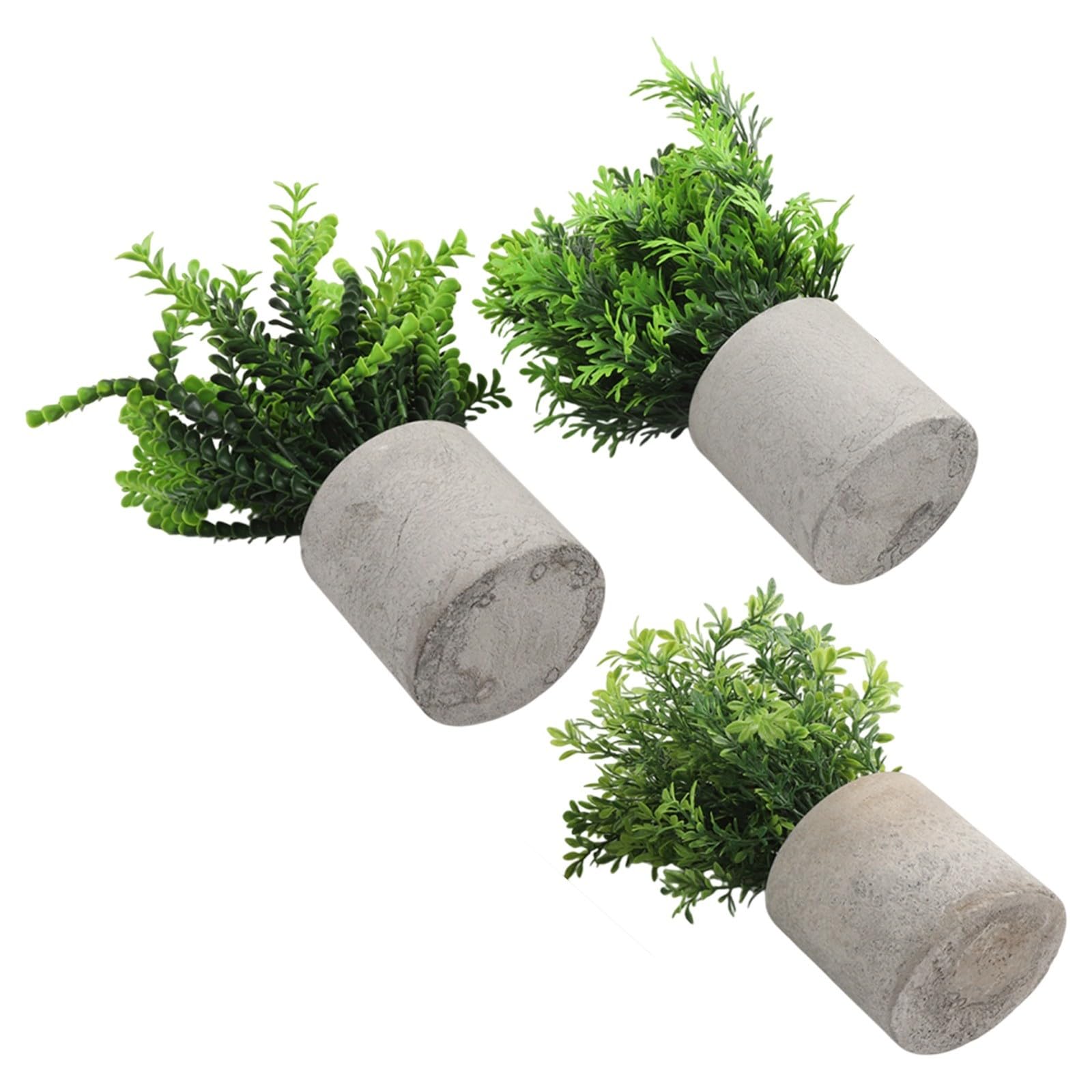 Plantas artificiales en macetas, paquete de 3 mini eucaliptos falsos para decoración de oficina en casa, decoración de escritorio de plástico