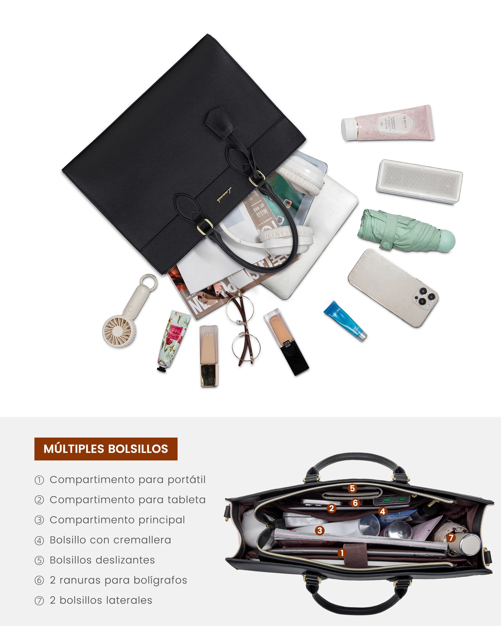 LOVEVOOK Bolso para Portátil de Mujer 15,6 Pulgadas, Bolso de Trabajo Grande Impermeable para Profesoras, Universidad y Oficina