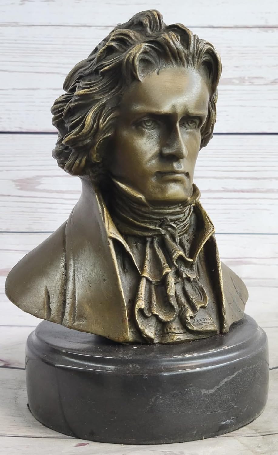 Ludwig Van Beethoven Bust Figurine Sculpture Statue - European Made Cast Bronze Statue Gift for Home Office by Finery Bronze