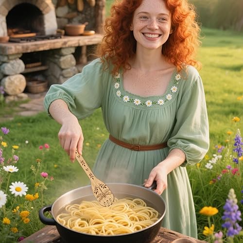 Miniatura 6 de CUTHOLLOW Juego de 6 utensilios de cocina de madera de libélula y flor, juego de cucharas de madera de bambú no tóxicas para cocinar, el mejor