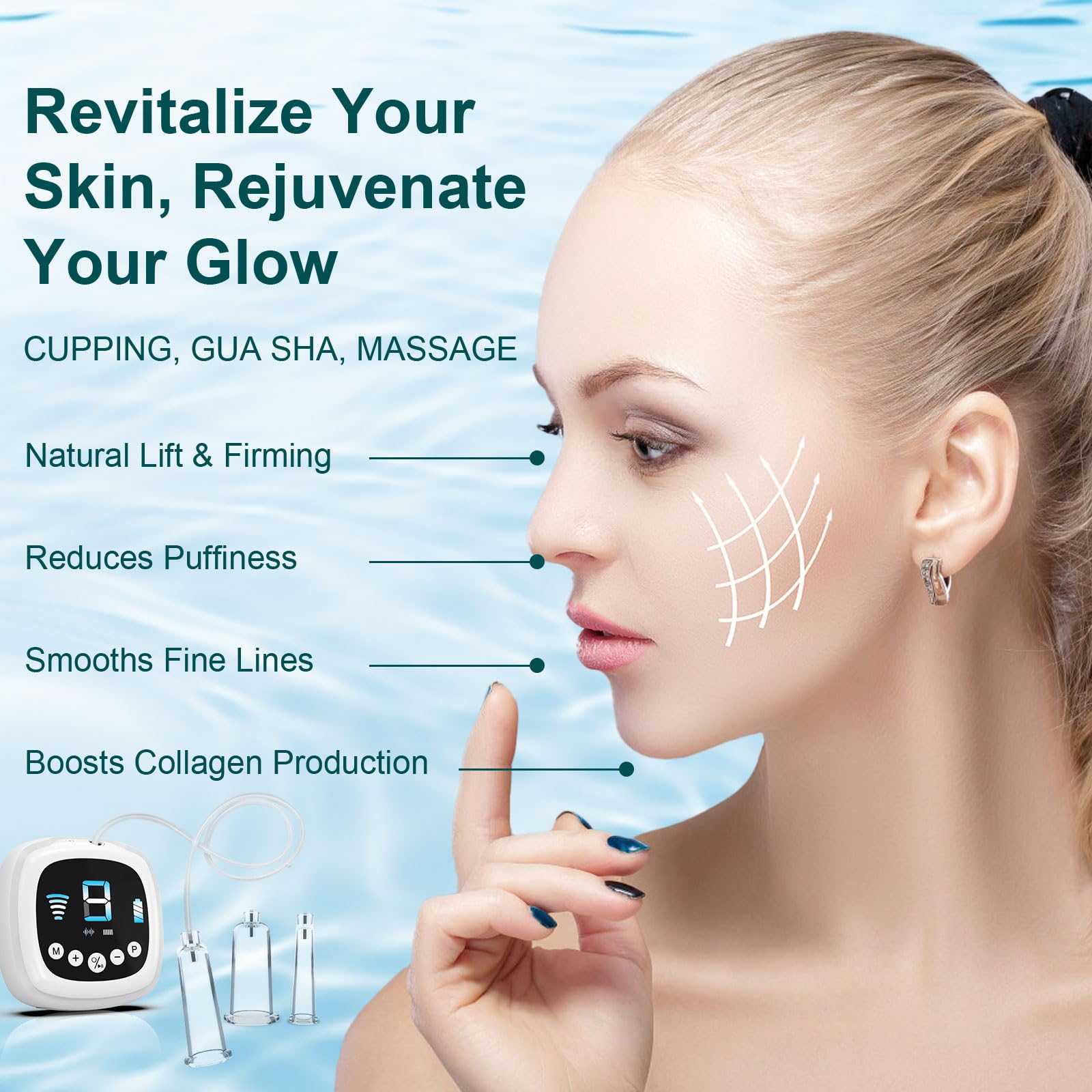 Electric Facial Cupping Set for Face with Dual-cup & Single-cup Usage