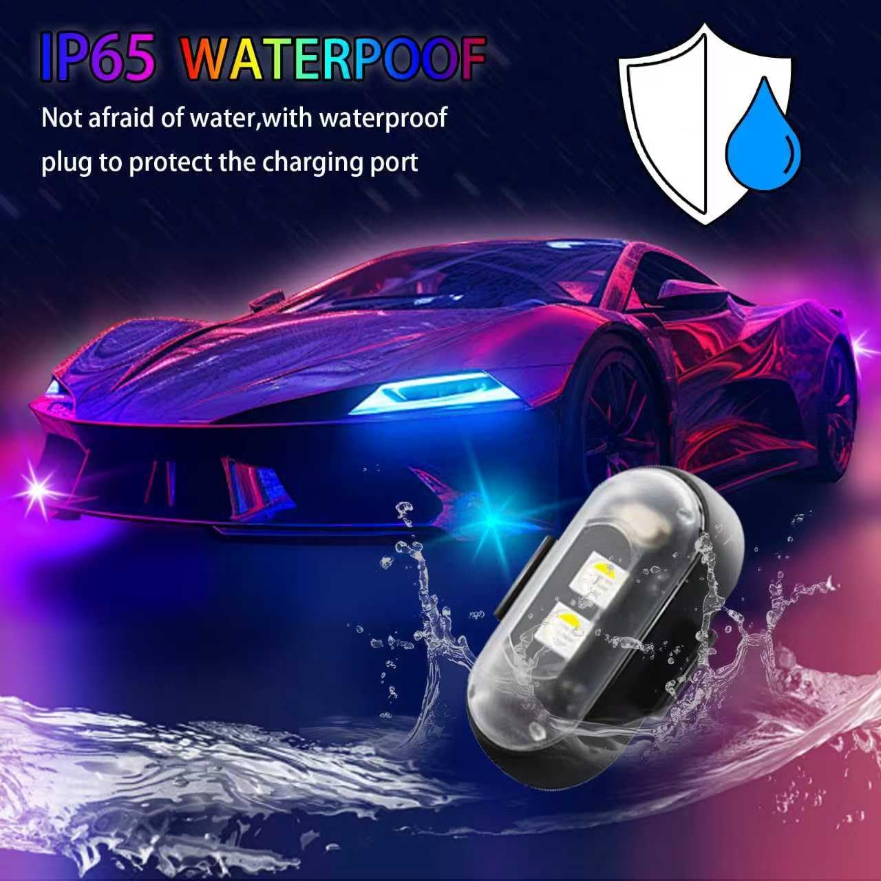 12PCS Led Aircraft Strobe Light For Cars, With Remote Control, 8Colors Rechargeable High Brightness LED Lights Waterproof Anti-Collision Emergency Warning Lights For Car Motorcycle Bike Drone Aircraft