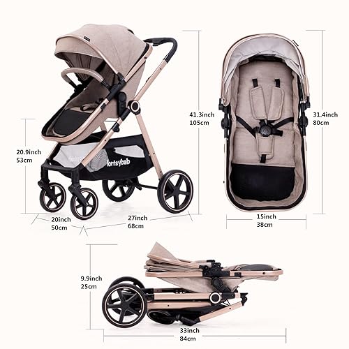 Miniatura 7 de Cochecito de bebé 2 en 1 - Cochecito plegable infantil para recién nacidos con asiento reversible - Cochecitos para niños pequeños de 0 a 36 meses