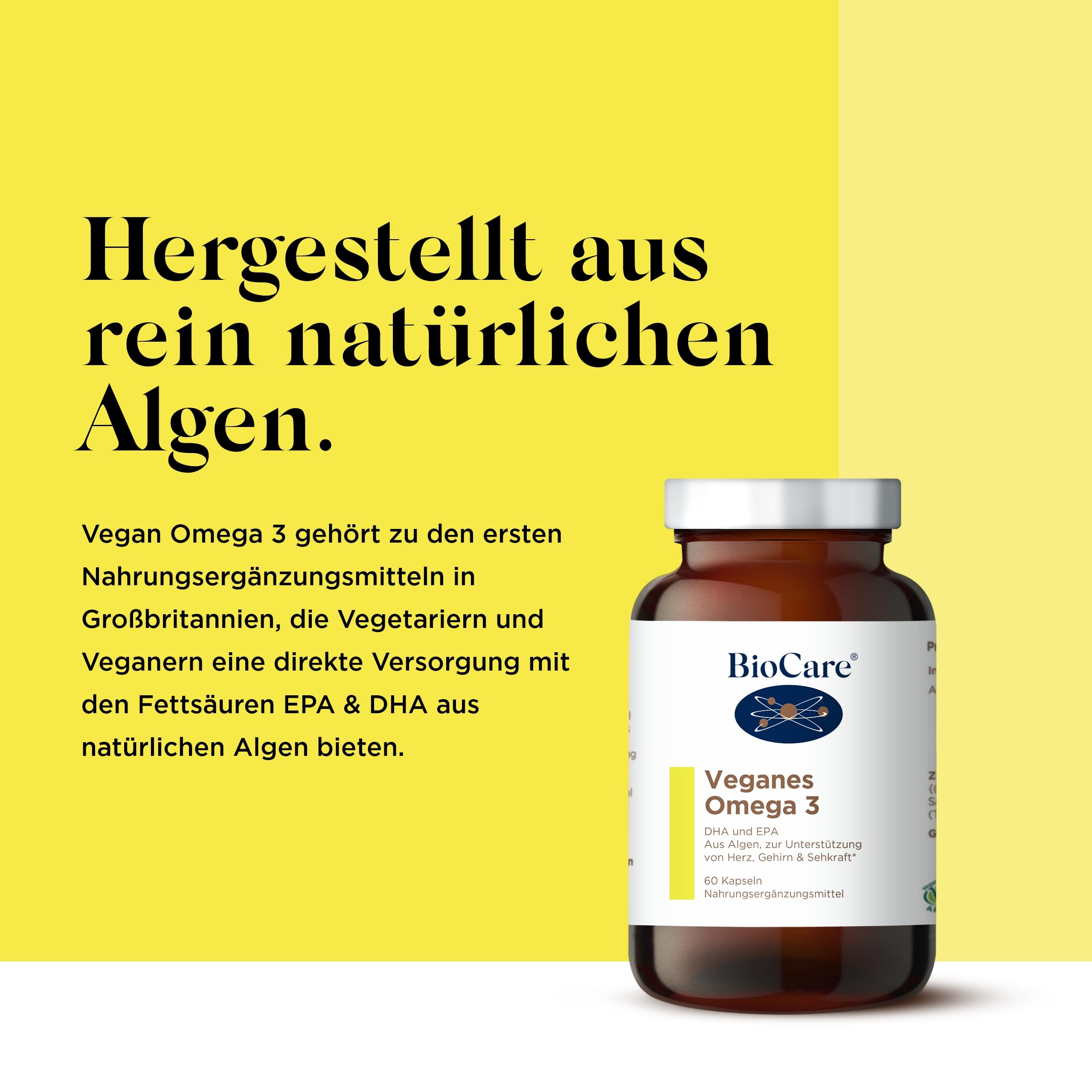 BioCare Vegan Omega 3 (Algen DHA & EPA), 60 Kapseln
