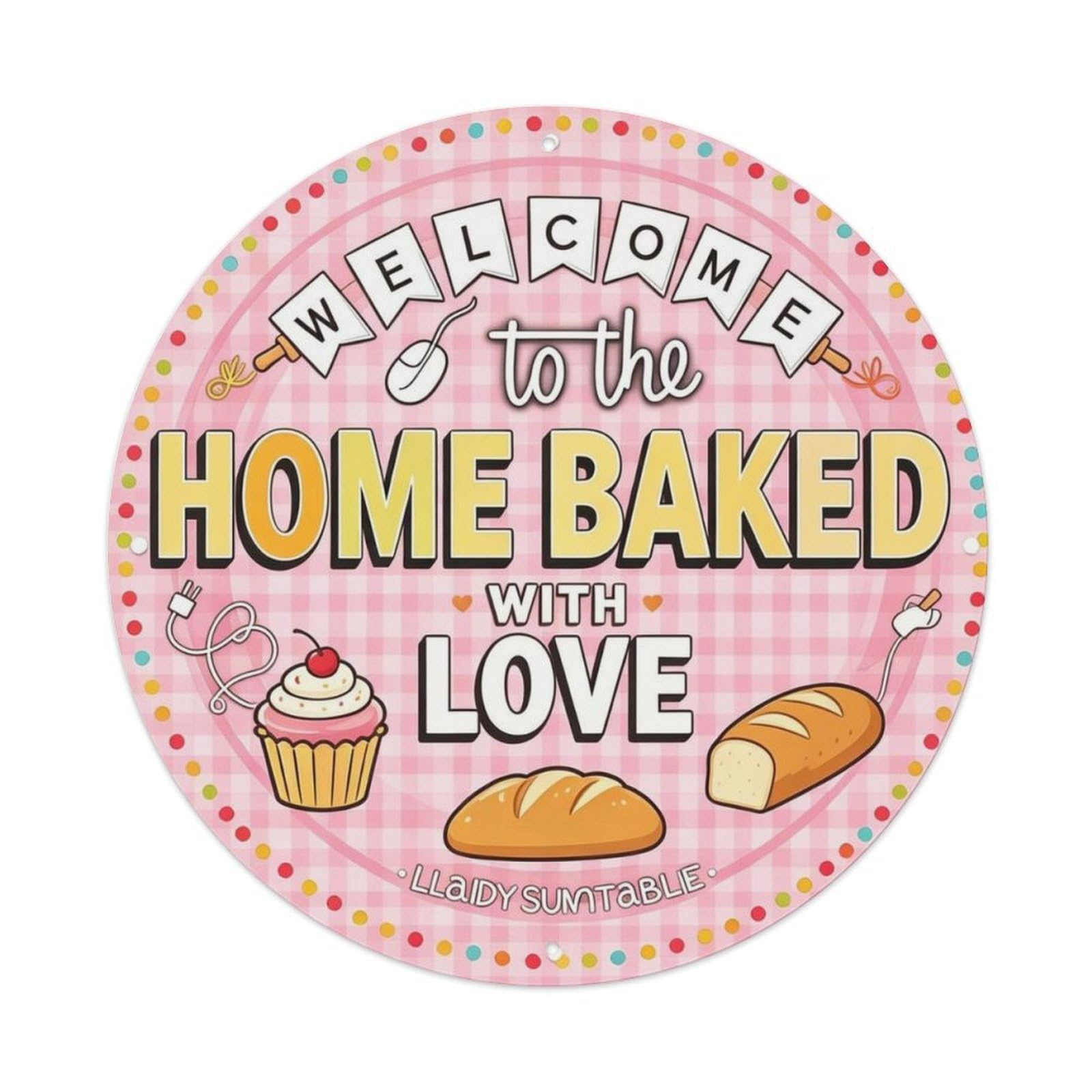 Home Bakery Baked With Love Metal Tin Sign Plaque