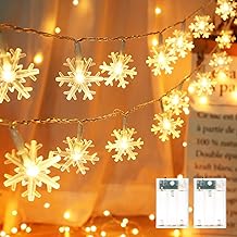 BrizLabs Weihnachten Schneeflocke Lichterketten, 2 Stück 4M 40 LED Lichterkette Batteriebetrieben Innen Beleuchtung für Schlafzimmer Garten Terrasse Zimmer Party Außen Valentinstag Deko, Warmweiß