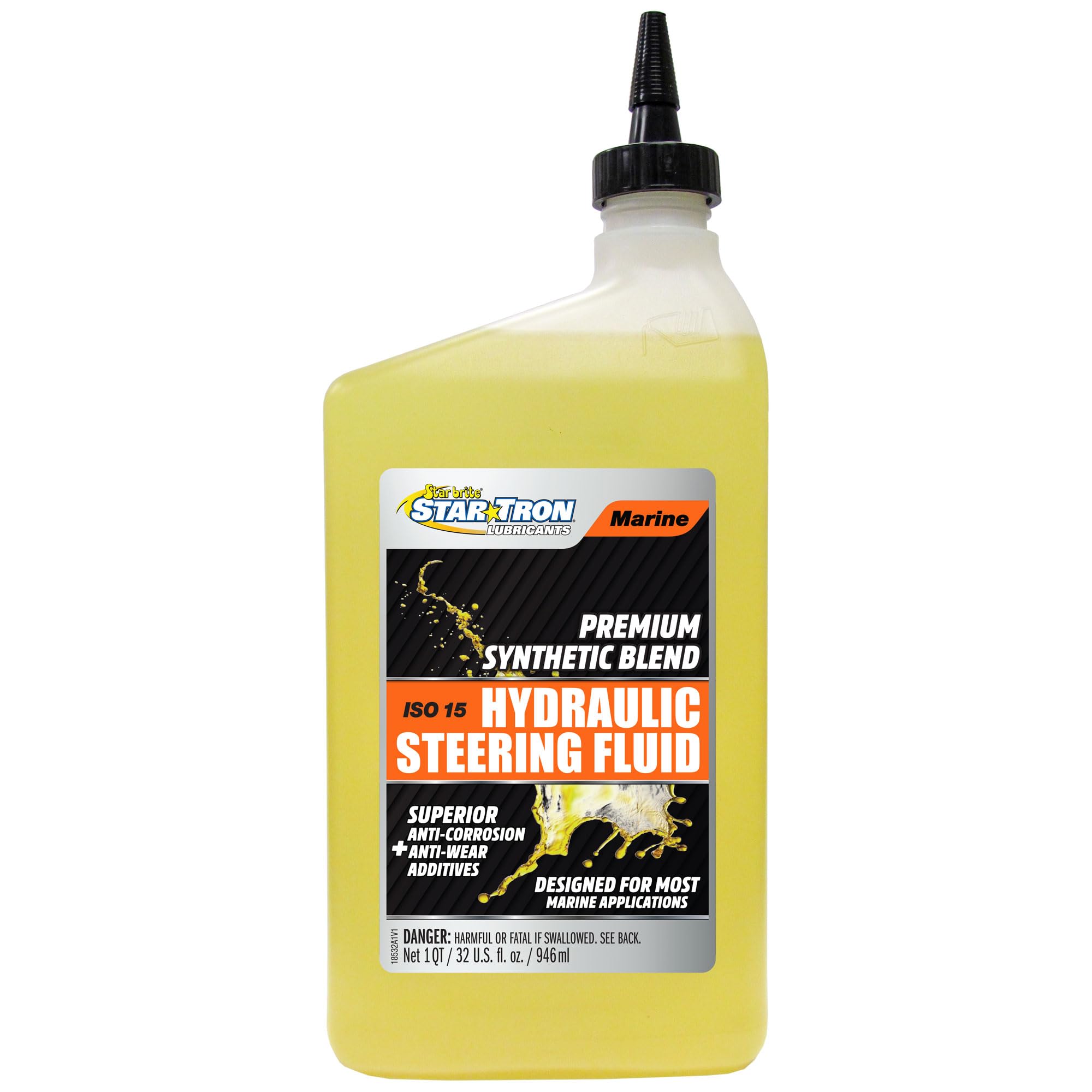STAR BRITE Star Tron Premium Synthetic Blend Hydraulic Steering Fluid, ISO 15, Marine-Grade