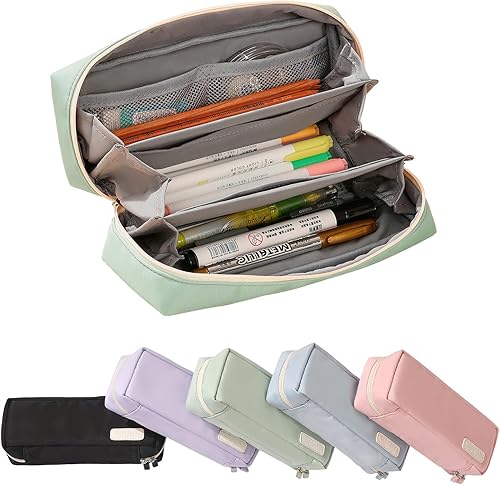 QIANPA - Estuche organizador pequeño con cremallera, bolsa ligera estética, bolsa verde para hombres y mujeres
