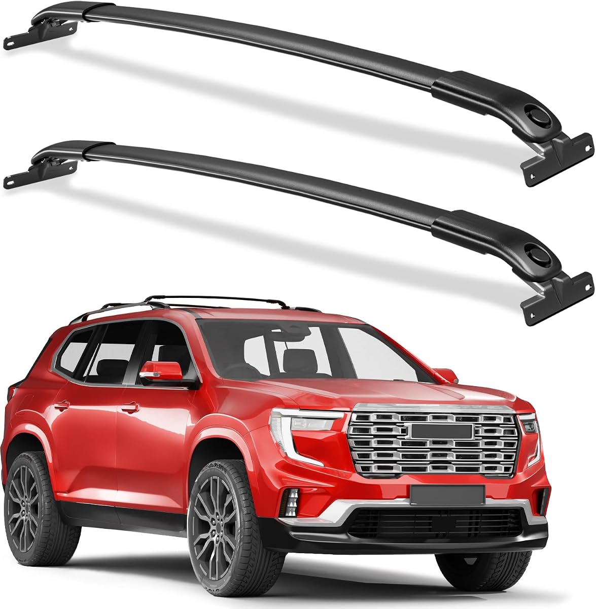 Wonderdriver 220lbs Roof Rack Cross Bars for GMC Acadia 2024 2025 2026 | with Raised Side Rails Heavy Duty All-Metal Aluminum Roof Rails Crossbars Cargo Canoe Black