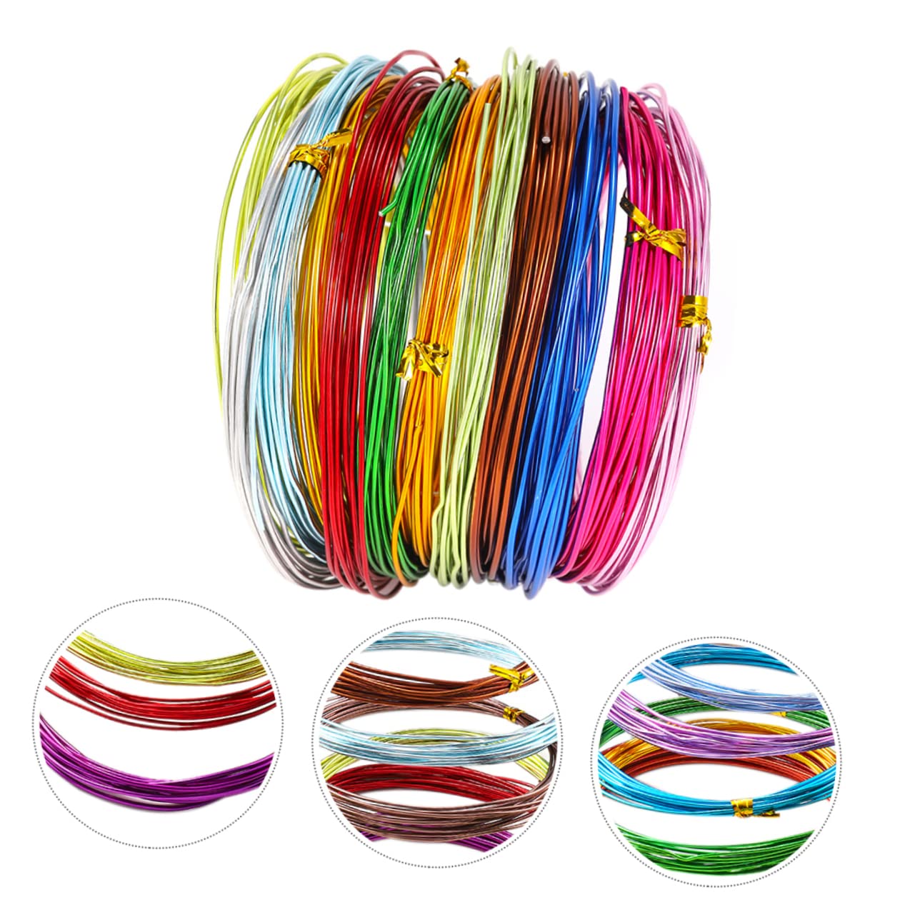 LIFKOME 12rollos Alambre De Aluminio Trenzado Flexible Para Manualidades y Joyería Para Tejer y Crear Bisutería De Colores