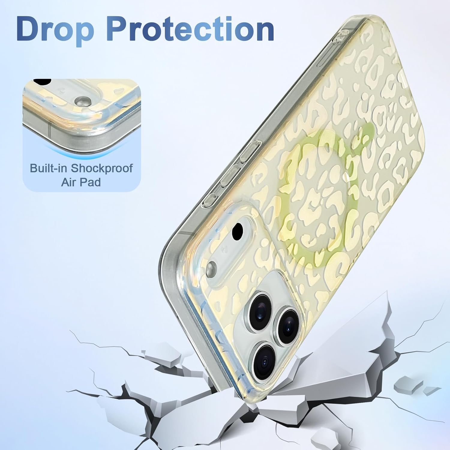 Cute Case for iPhone 17 Pro Case for Women Girls [ Compatible with Magsafe ] Translucent Gold Cheetah Print Pattern Design, Aesthetic Glitter Sparkly Bling Leopard Magnetic Phone Cover - Image 5