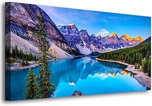 Wall Art Lake Mountain Landscape Picture Print Canvas Wall Art Modern Giclee Artwork Home Decor Stretched and Framed Ready to Hang,2cm Thick Frame, Waterproof Artwork