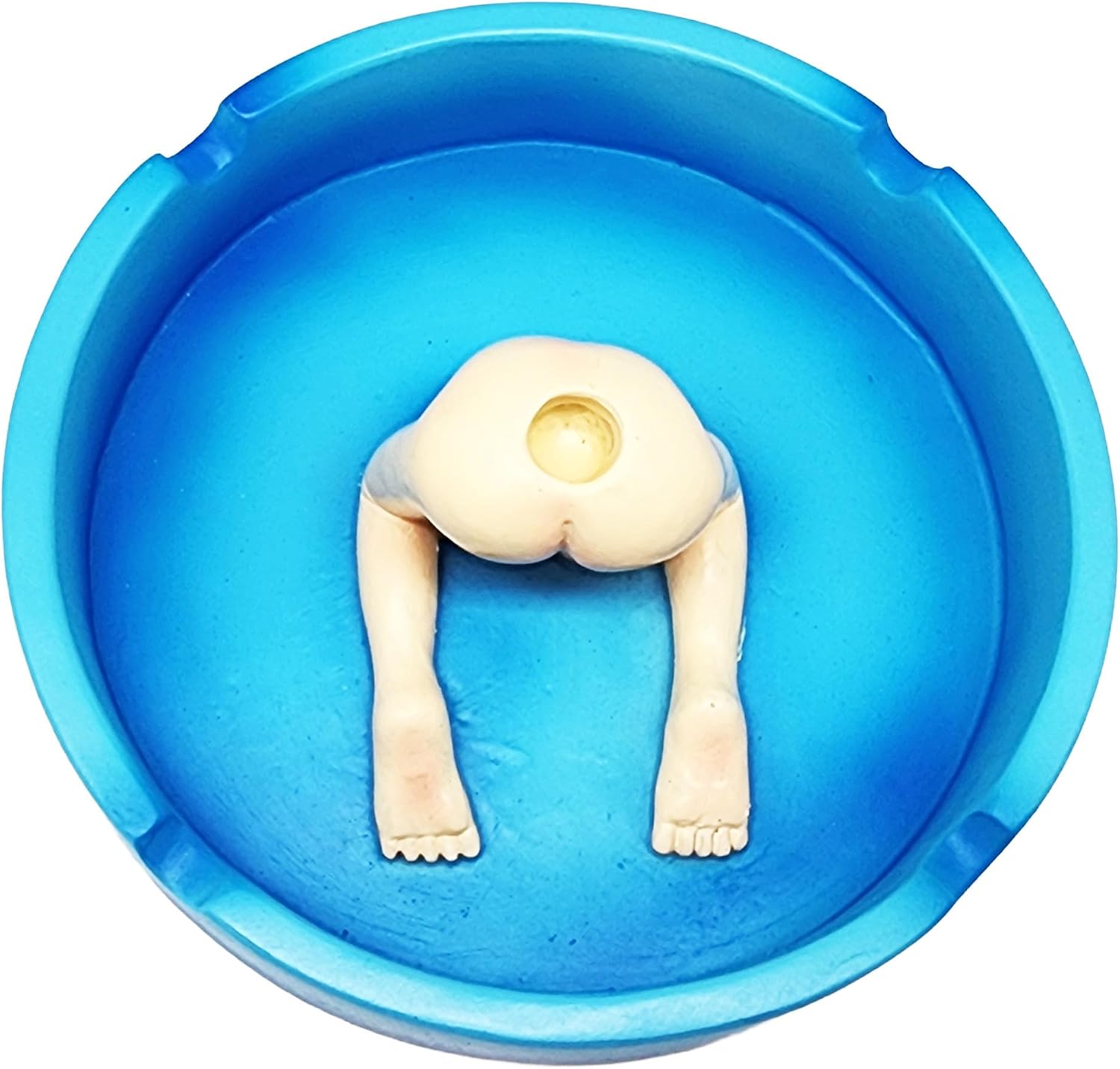 Novelty Butt in the Air Ashtray with Snuffer – 4 Inch Hand-Painted Cold Cast Resin Decorative Ashtray