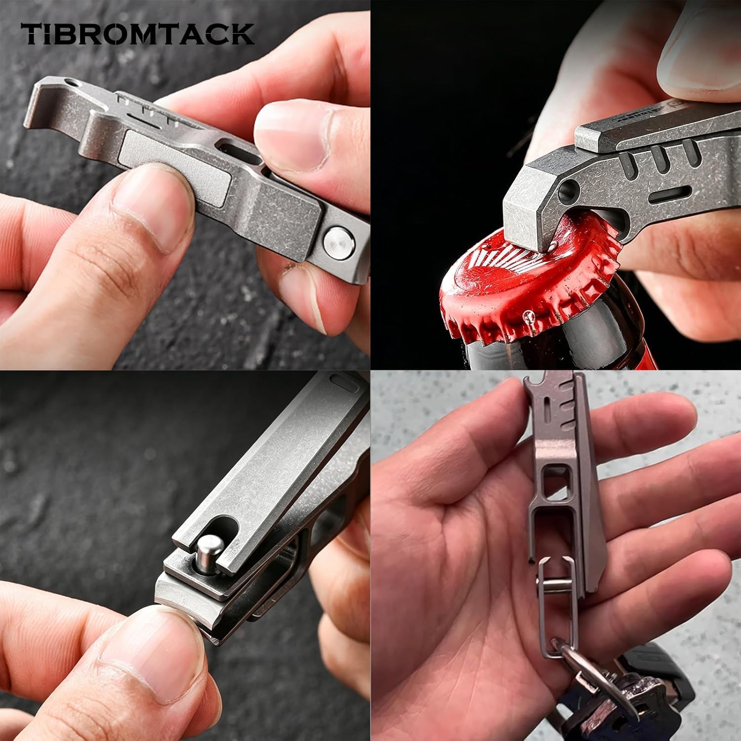 Gr5 Titan Nagelknipser, multifunktionaler Nagelschneider | für Finger- und Zehennägel, leichter rostfreier Nagelknipser mit Flaschenöffner und Schlüsselanhänger