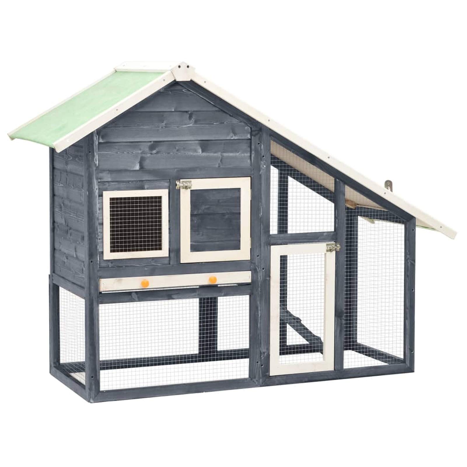 Conejera, SHUJING Jaula Cobaya, Jaulas para Conejos, Jaula Hamster, Casa Conejo, Casita Conejo, Nido Conejo, de Madera Maciza de Abeto Gris y Blanco 140x63x120 cm