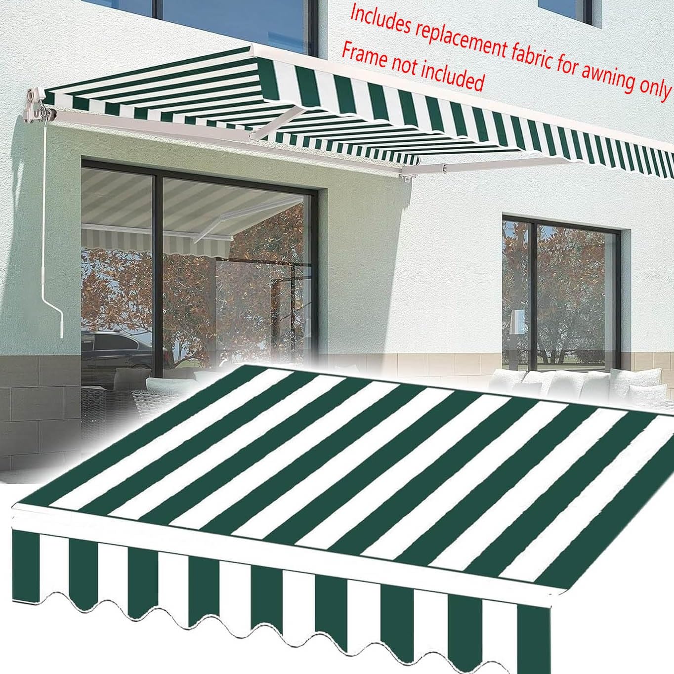 Parte Superior Dosel Lona Recambio para Toldo De Balcón 5x2.5m 5x3m, Tela De Repuesto para Toldo De Patio Retráctil, Lona Recambio De Balcón(Khaki,2.5x2m/8.2x6.5ft)