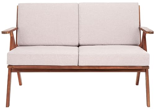 Outdoor Collection Dryad Mid-Century Modern Natural/Light Grey Solid Wood Bench