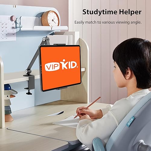 Miniatura 8 de BEWISER Soporte de escritorio para iPad, soporte para tableta para escritorio o cama, gira 360 grados de flexibilidad, altura y ángulo ajustable,