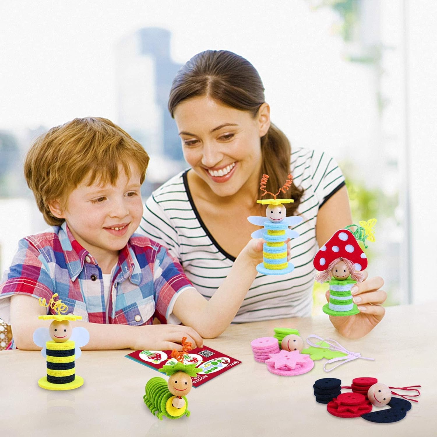 Insect Felt Crafts Kit-Coola DIY Early Educational Toys,Suitable for Girls & Boys Pack 6 Include Ladybug Caterpillar Dragonfly Bee Butterfly Mushroom Girl,Good Gift for Kids Ages 3-6,No Glue Need : Toys & Games