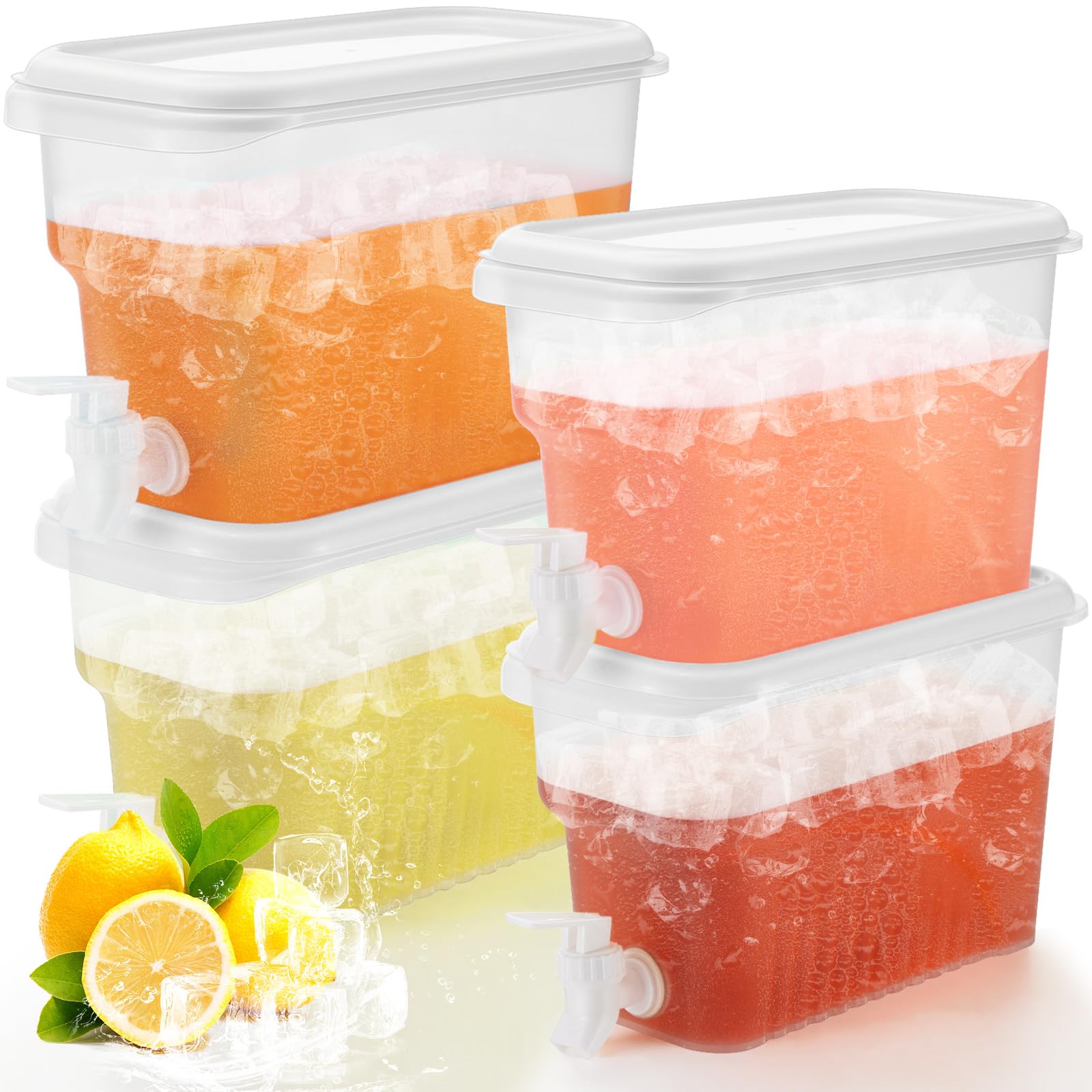 Dispensador de bebidas para nevera, dispensador de agua de plástico con espiga para bebidas heladas (4, 1 galón, 1.3 galones)