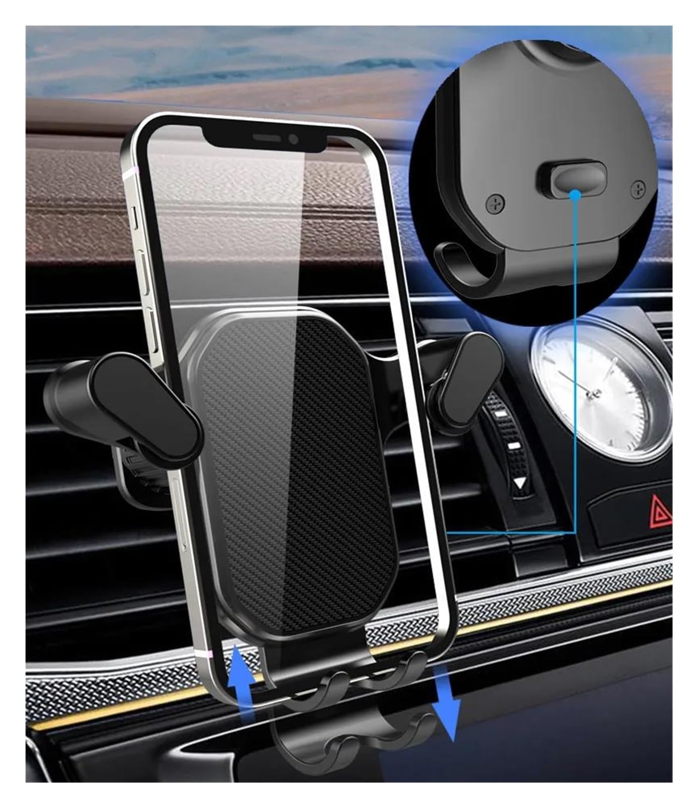 Porta Cellulare Auto Supporto per telefono da auto Gr&av&it&y per telefoni cellulari da 4,7-7 pollici, supporto universale antiurto per bocchetta dell'aria, clip GPS per Sm&ar&tp&ho&ne(Mirror Black)