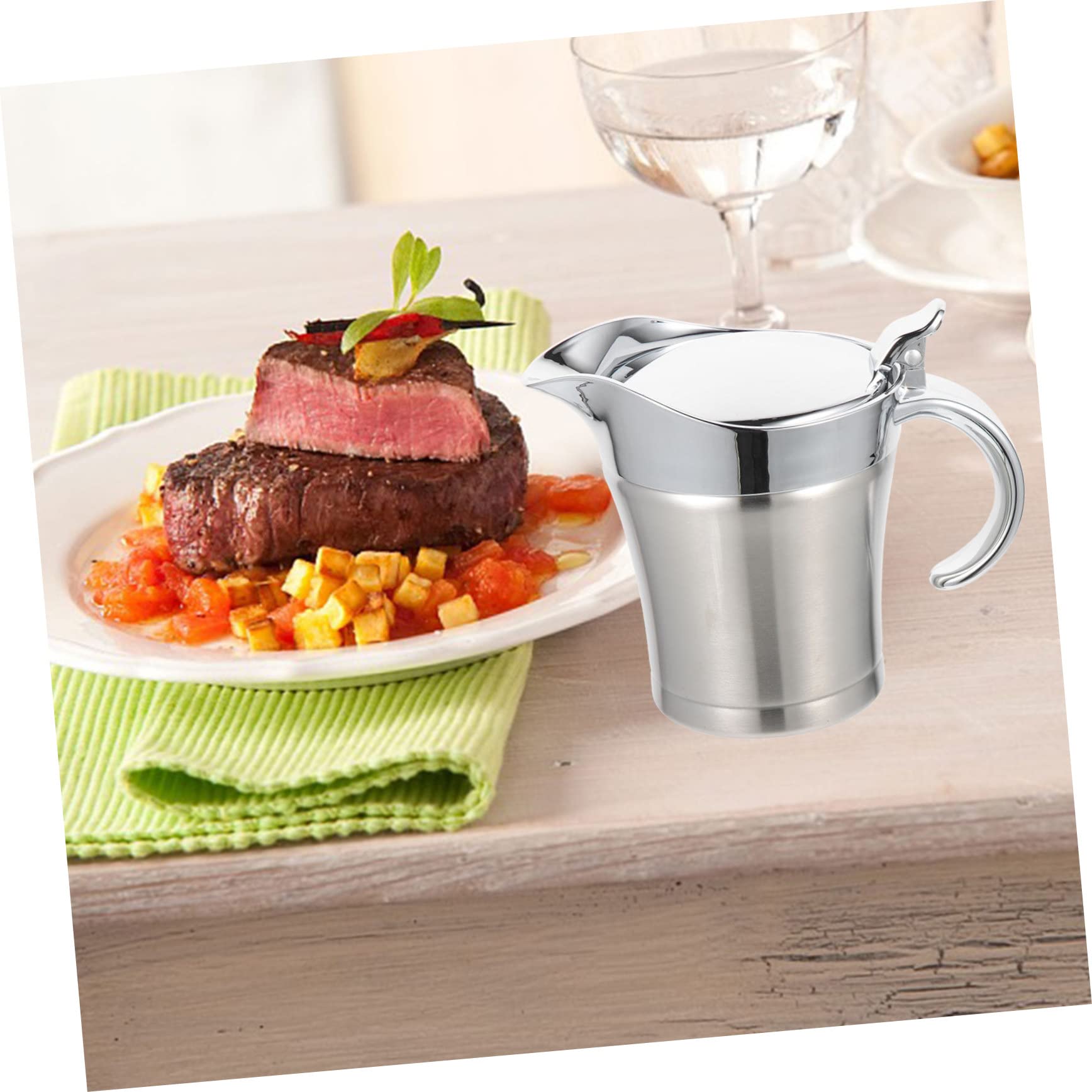 Dispensador de Salsa para Servir de Acero Inoxidable 500ml Vertedor Conveniente y Diseño Antigoteo para Cocina y Mesa