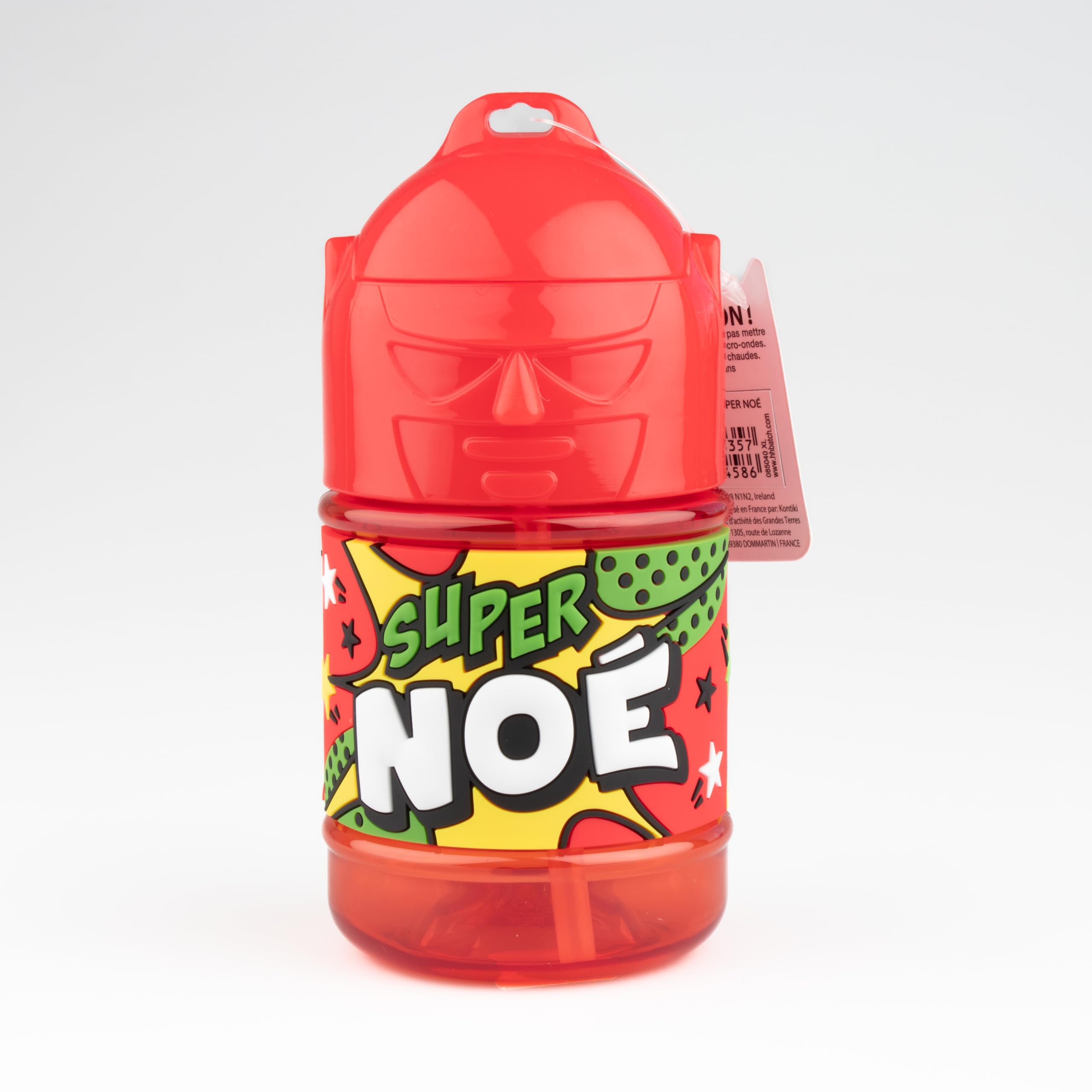 Personalised Kids Water Bottle with Straw - Super Noé