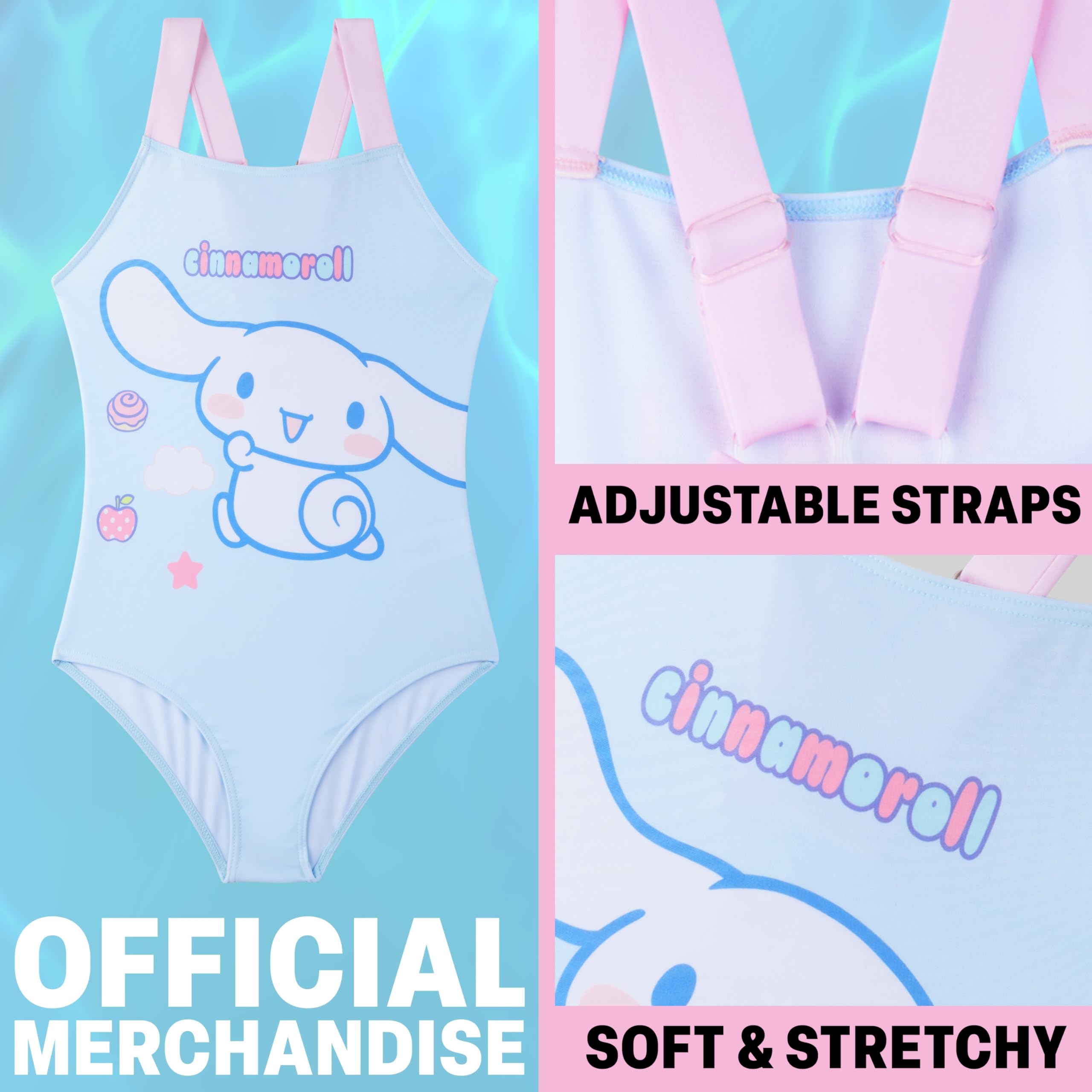 Hello Kitty Bañador Niña 5-14 Años, Traje de Baño Infantil Una Pieza con Tirantes Ajustables, Ropa de Baño para Playa Piscina, Verano Regalo Niña