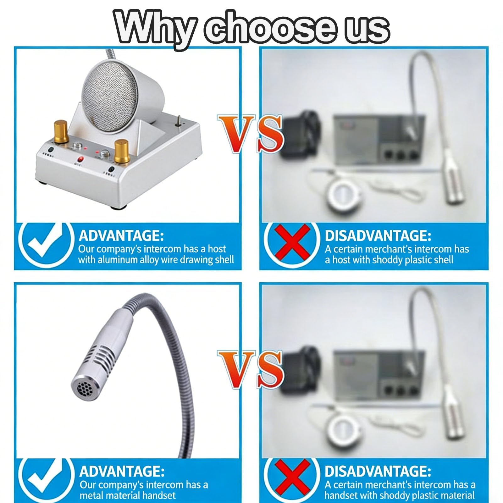 2-Drogowy system domofonu okiennego 3W Redukcja hałasu Audio Clear Two-Way Talk Through Glass Metal Gooseneck Mic for Bank Service Counter Reception Office