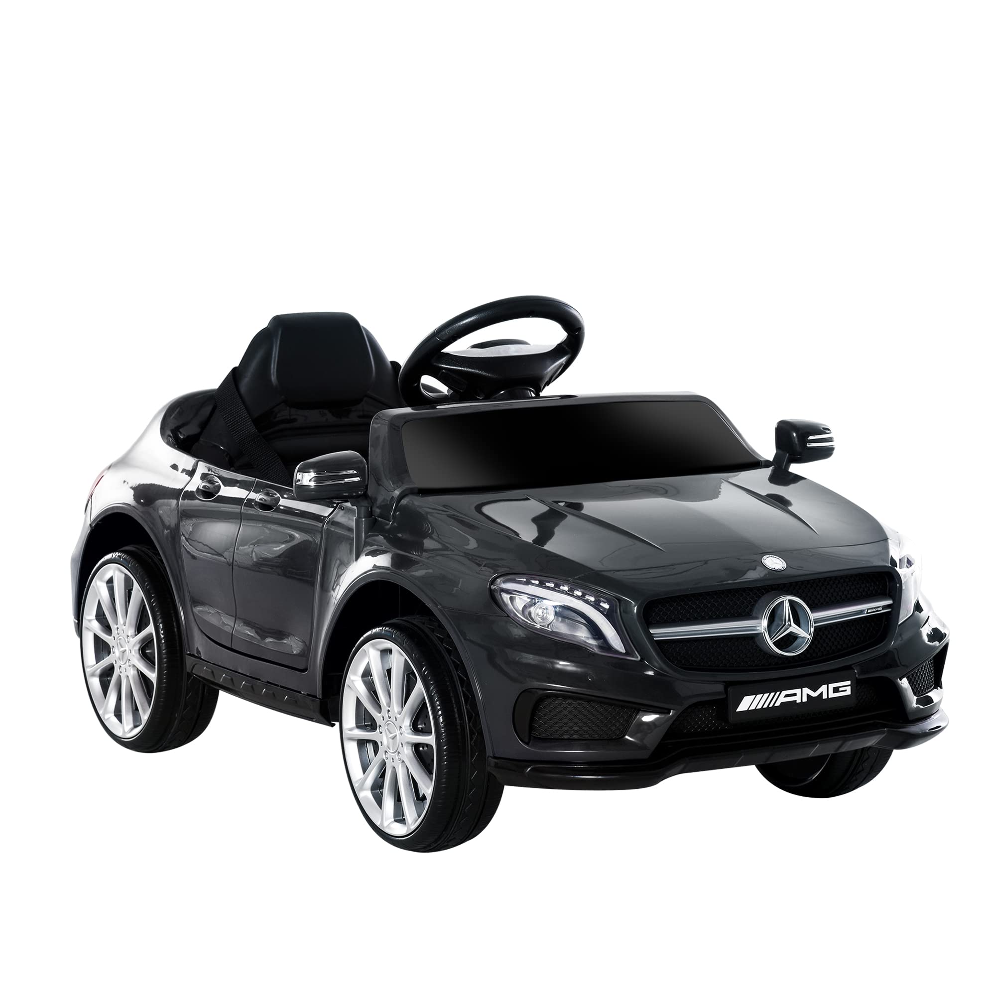 HOMCOM Coche eléctrico para niños con Licencia Mercedes Benz GLA AMG, vehículo eléctrico 3 años con Mando a Distancia 2,4 GHz, MP3 USB, Luces y Sonidos, abrepuertas, Negro