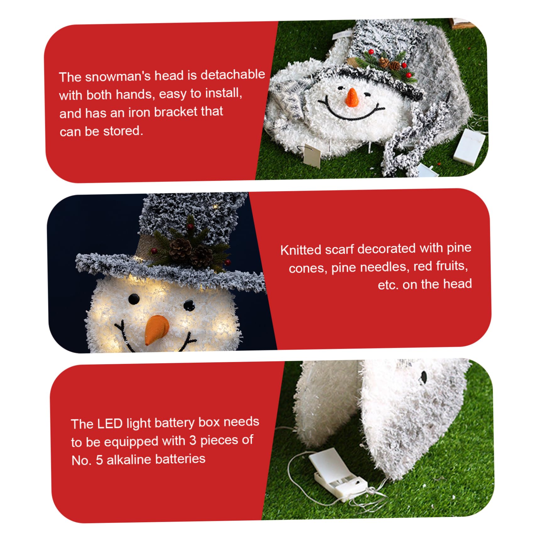 Muñeco de Nieve Iluminado de 4, 5 Pulgadas con 40 Luces LED, decoración de muñeco de Nieve cronometrado y Plegable, con Sombrero y Bufanda para Navidad al Aire Libre, decoración