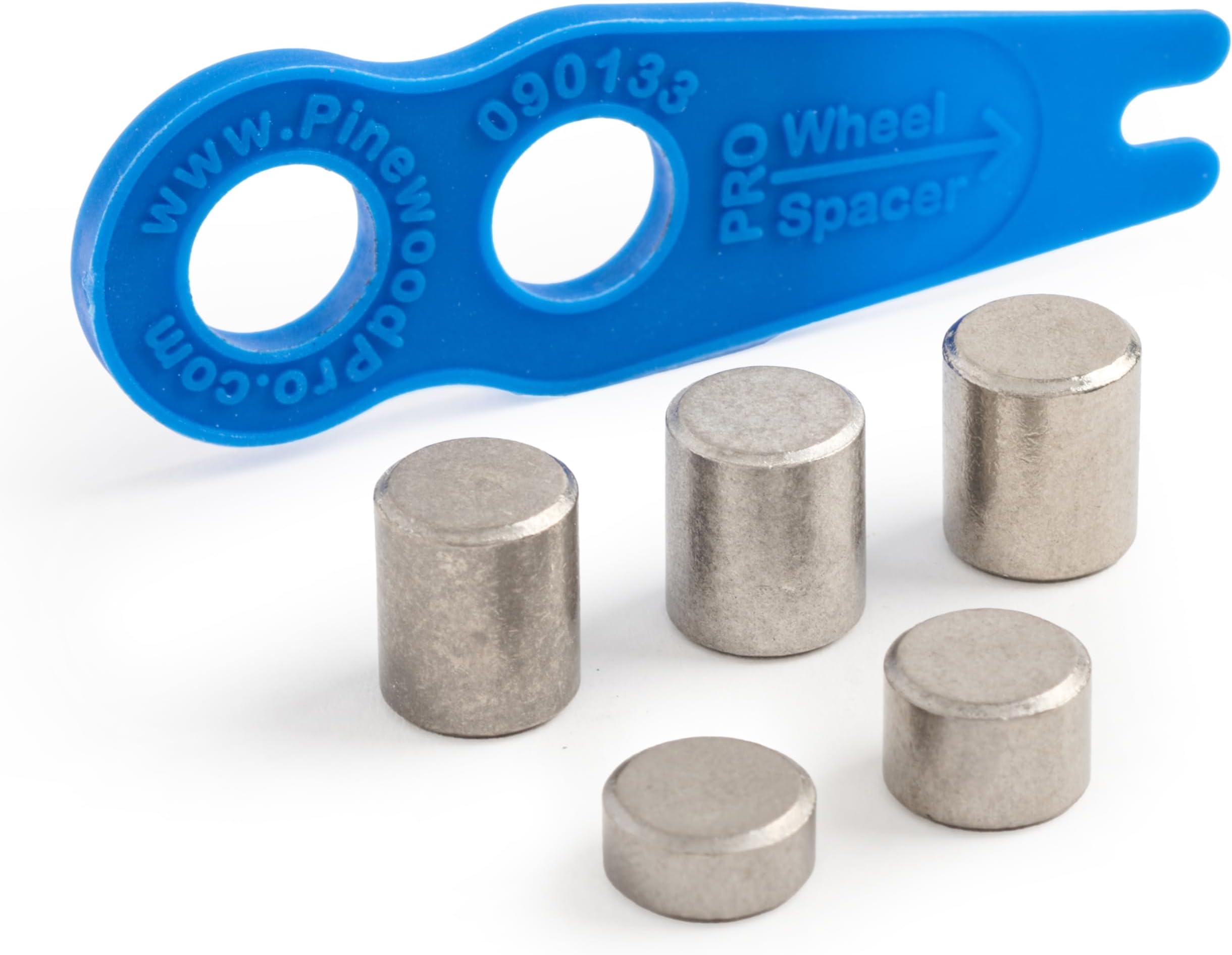 Pinewood Pro 2 Oz Tungsten Round Cylinder Weights Kit | Five Pieces | Free PRO Wheel Spacer and Drill Guide Tool | Easy to Install | Non-Toxic and Child Safe for Derby Racing