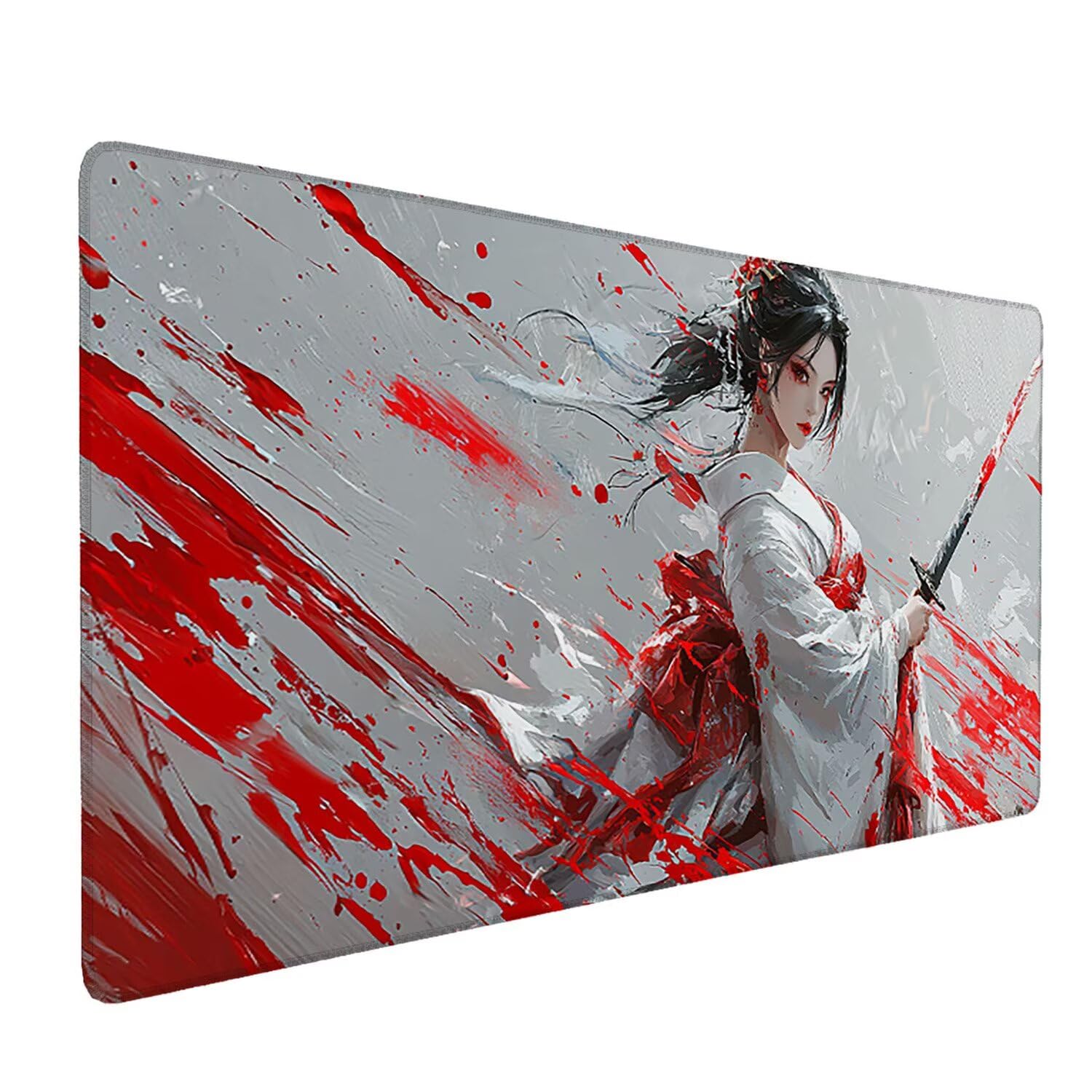 Podkładka pod mysz do gier XXL Mousepad 1000 x 500 mm, duża podkładka pod biurko z antypoślizgową gumową podstawą dla graczy, poprawia precyzję i szybkość (wojownicy gejszy) X-947