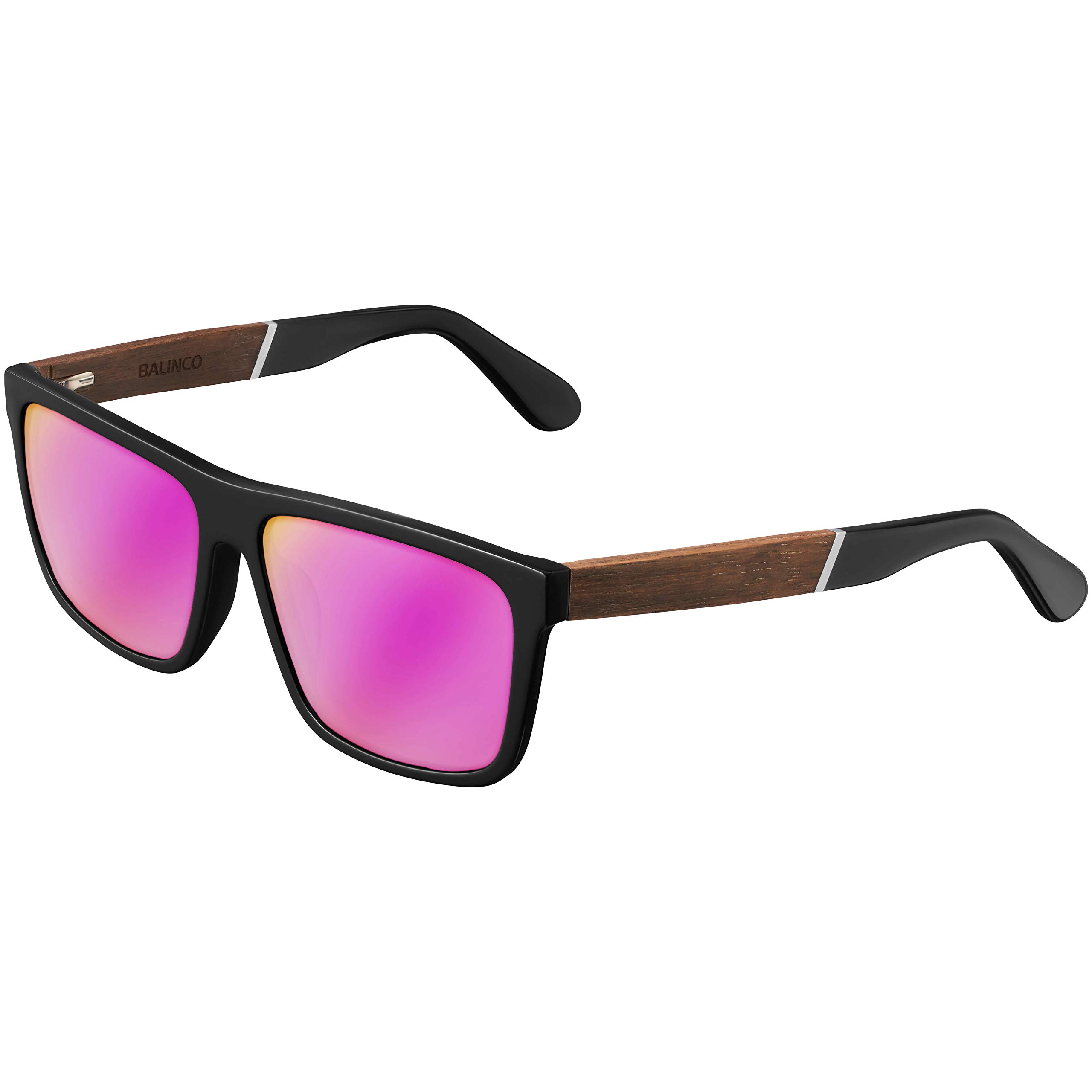 Balinco® Occhiali da sole polarizzati (fatti a mano) con lenti rettangolari e ganci in bambù – adatti per uomo e donna – proteggono dai raggi UV o dai riflessi – in pratico set