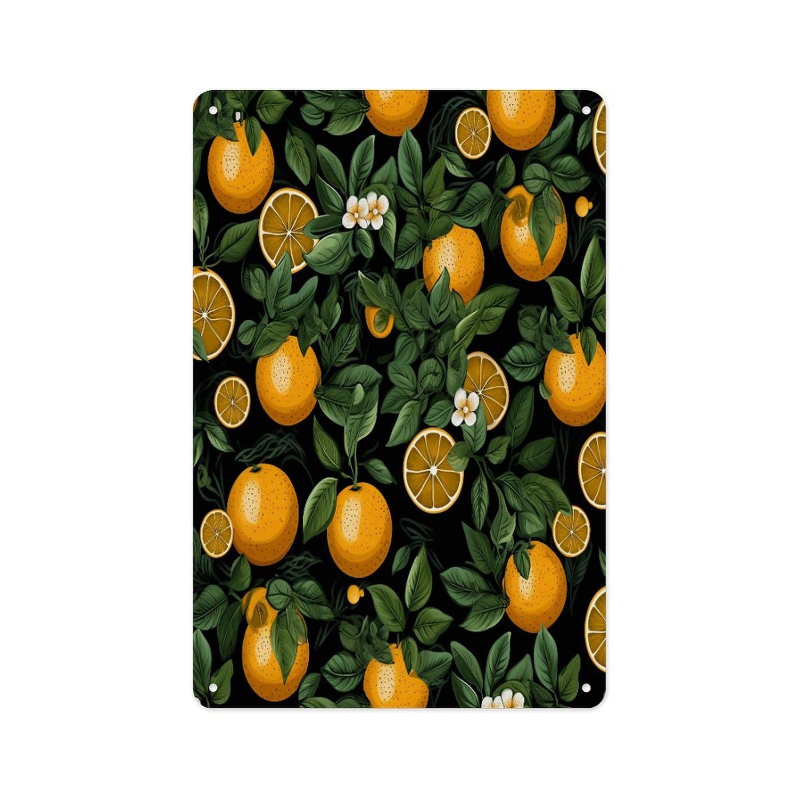 Fekiloot Style Oranges And Leaves Wall Decor Metal Signs Tin Signs Poster