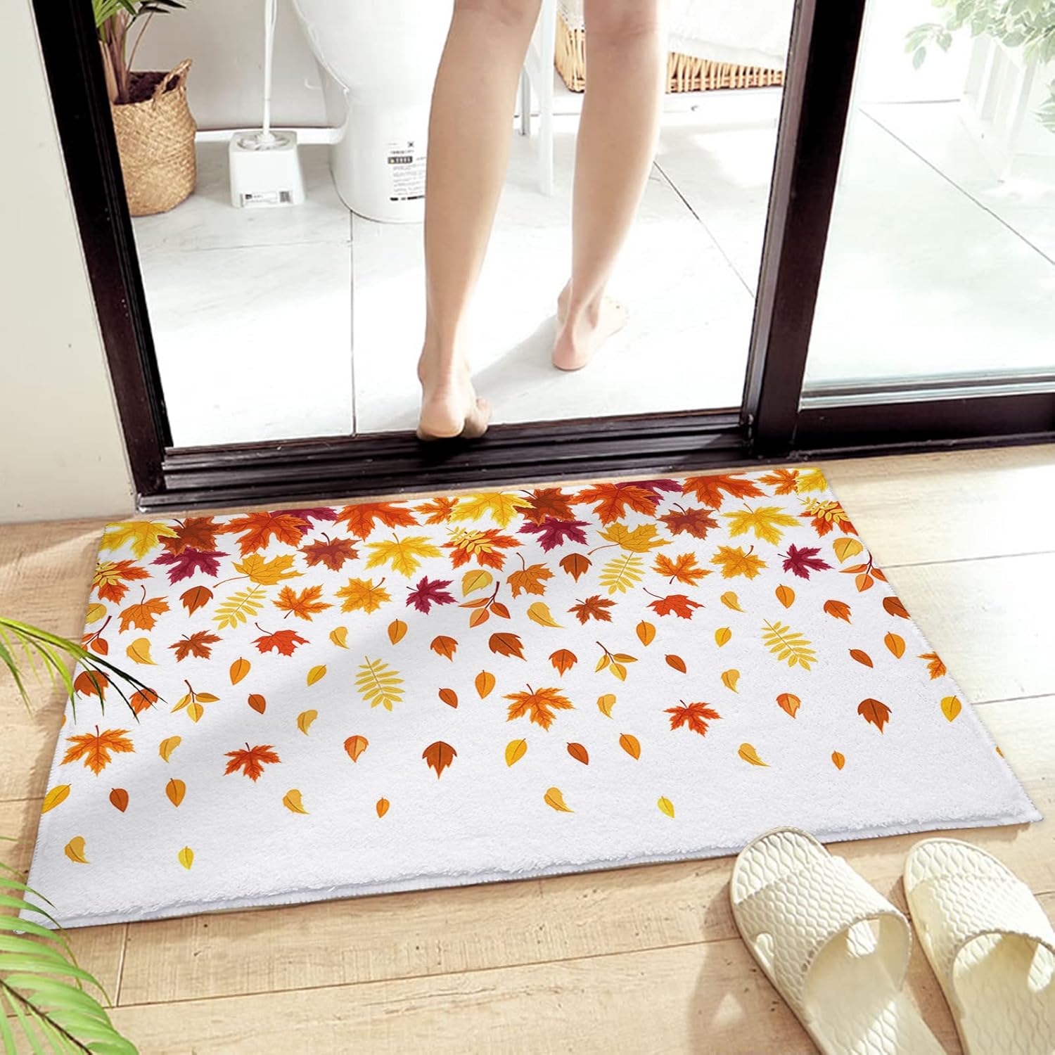 Amazon.com: Thanksgiving Bathroom Rugs Fall Maple Leaves Thanksgiving ...