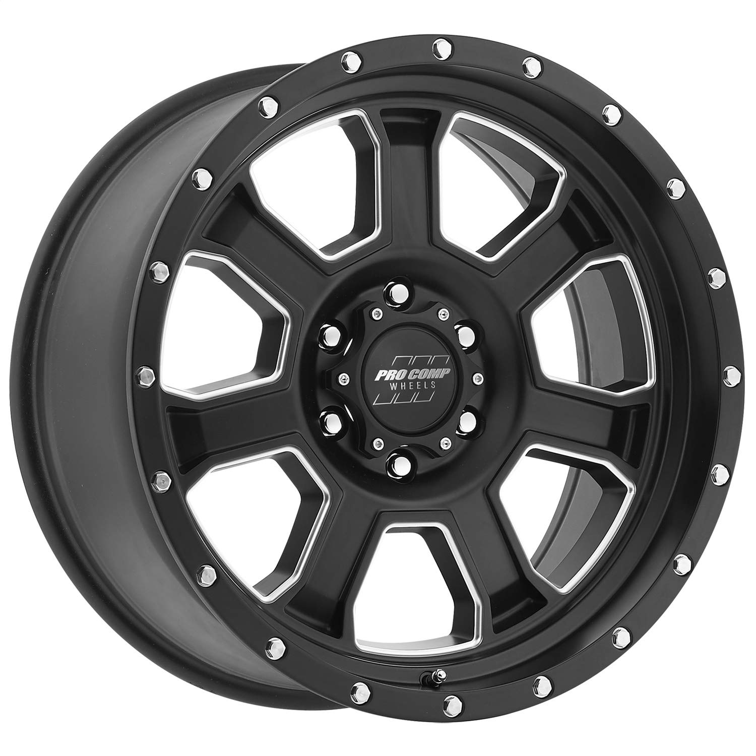 Pro Comp Wheels 5143-7983 Sledge Series 43 Satin Black Finish Size 17x9 Bolt Pattern 6x5.5 in. Back Space 4.75 in. Offset -6 Max Load 2200 Sledge Series 43 Satin Black Finish