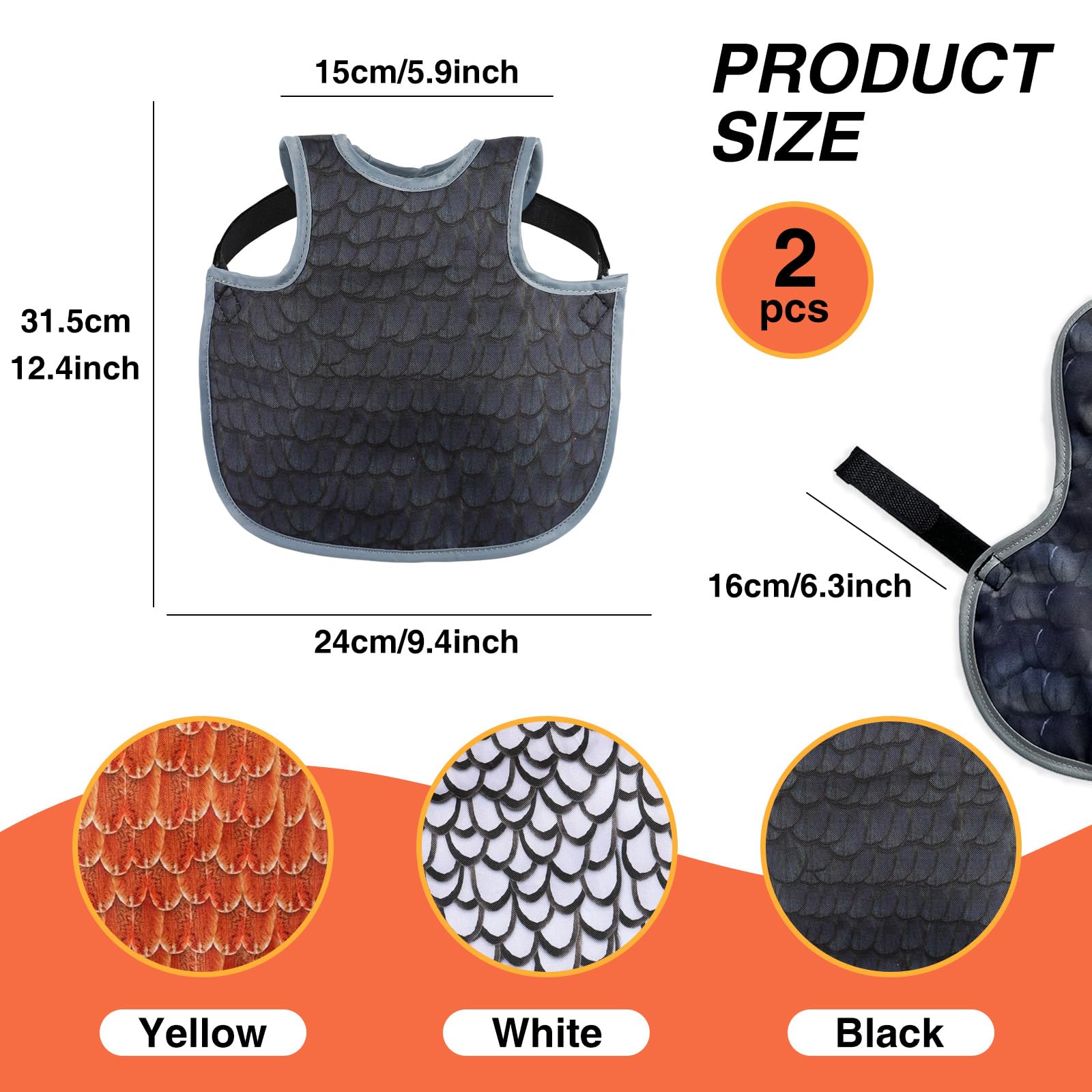 Lot de 2 selles de poulet pour poules, protection du dos de poule, tabliers confortables et légers pour poules (noir)