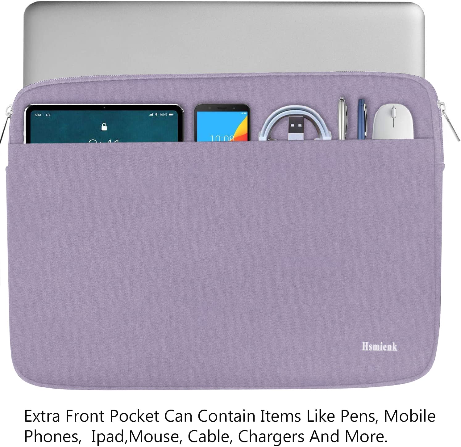 Housse de Protection Antichoc pour Ordinateur Portable 15,6" avec Poche pour Accessoires, HP, ASUS, Dell, Lenovo, Acer - Lilas
